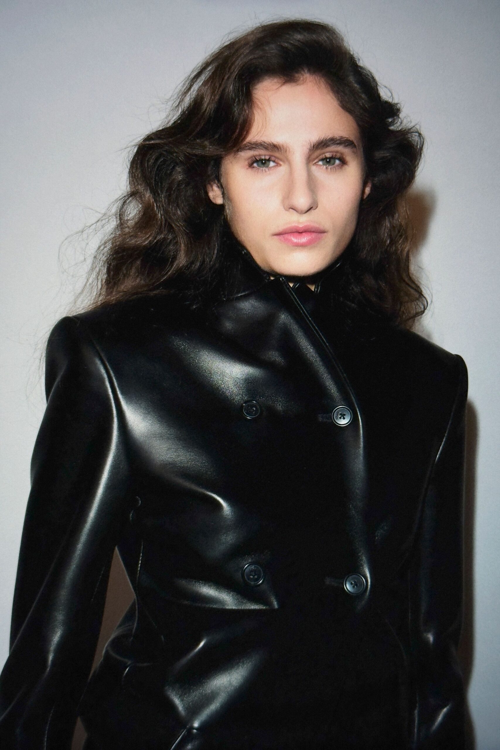 black leather structured blazer