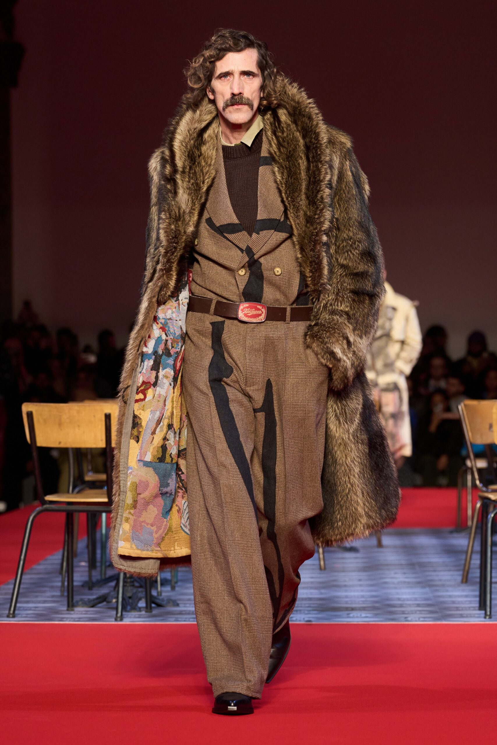 brown wool tailored pleated pants