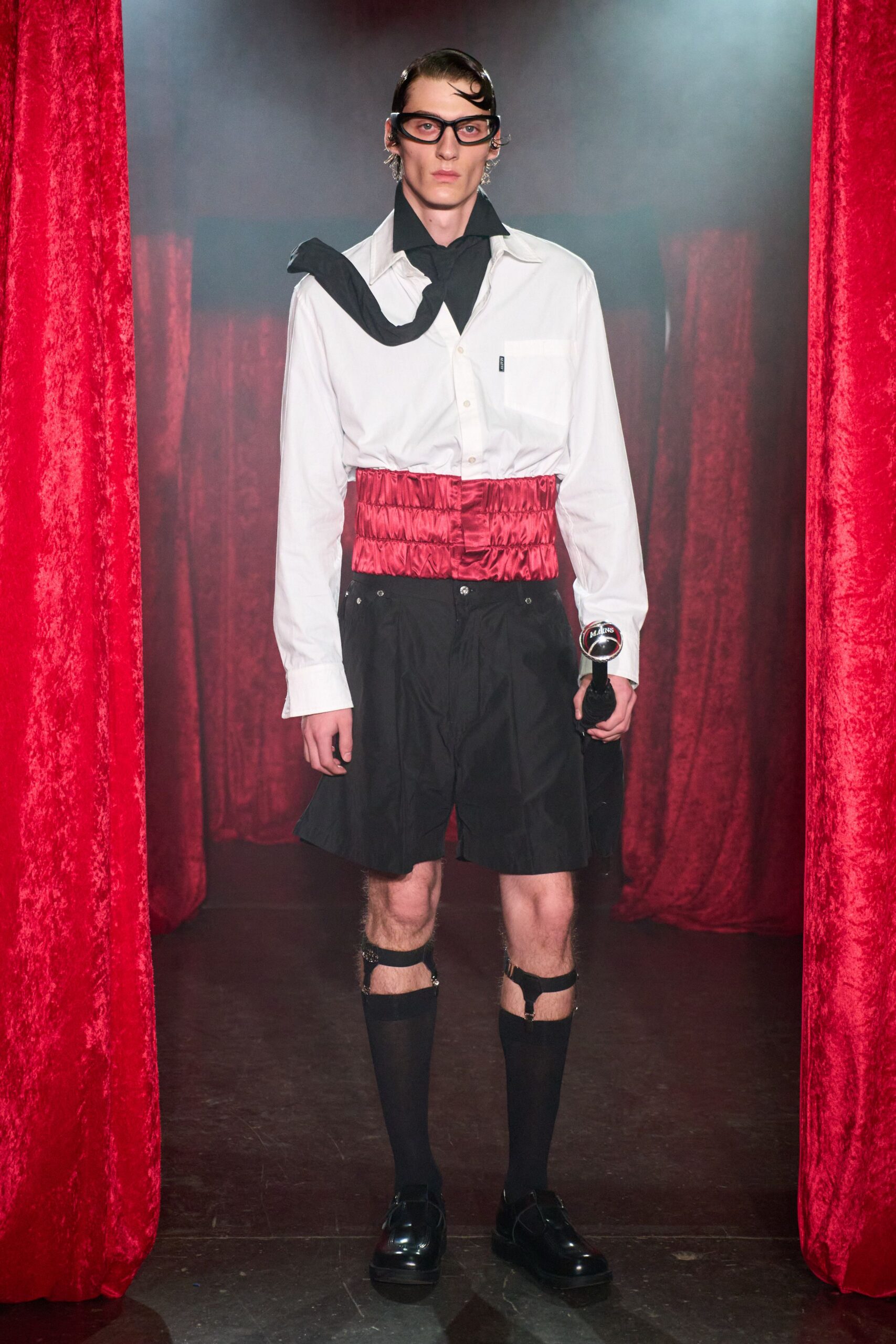red satin fitted zippered belt