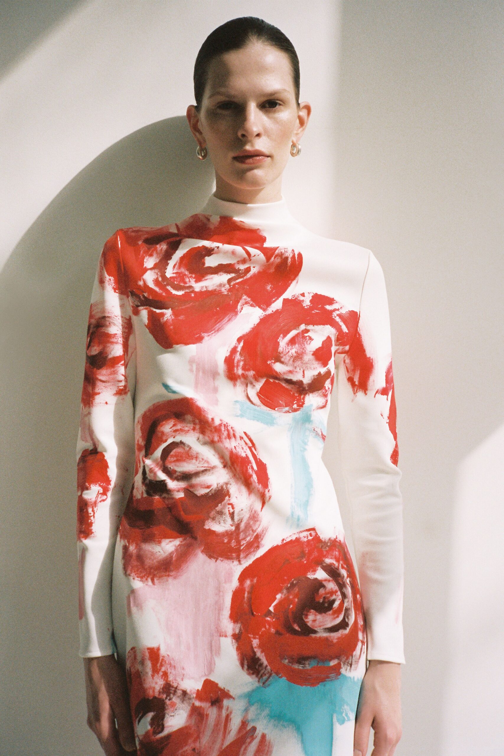 floral print fitted gown