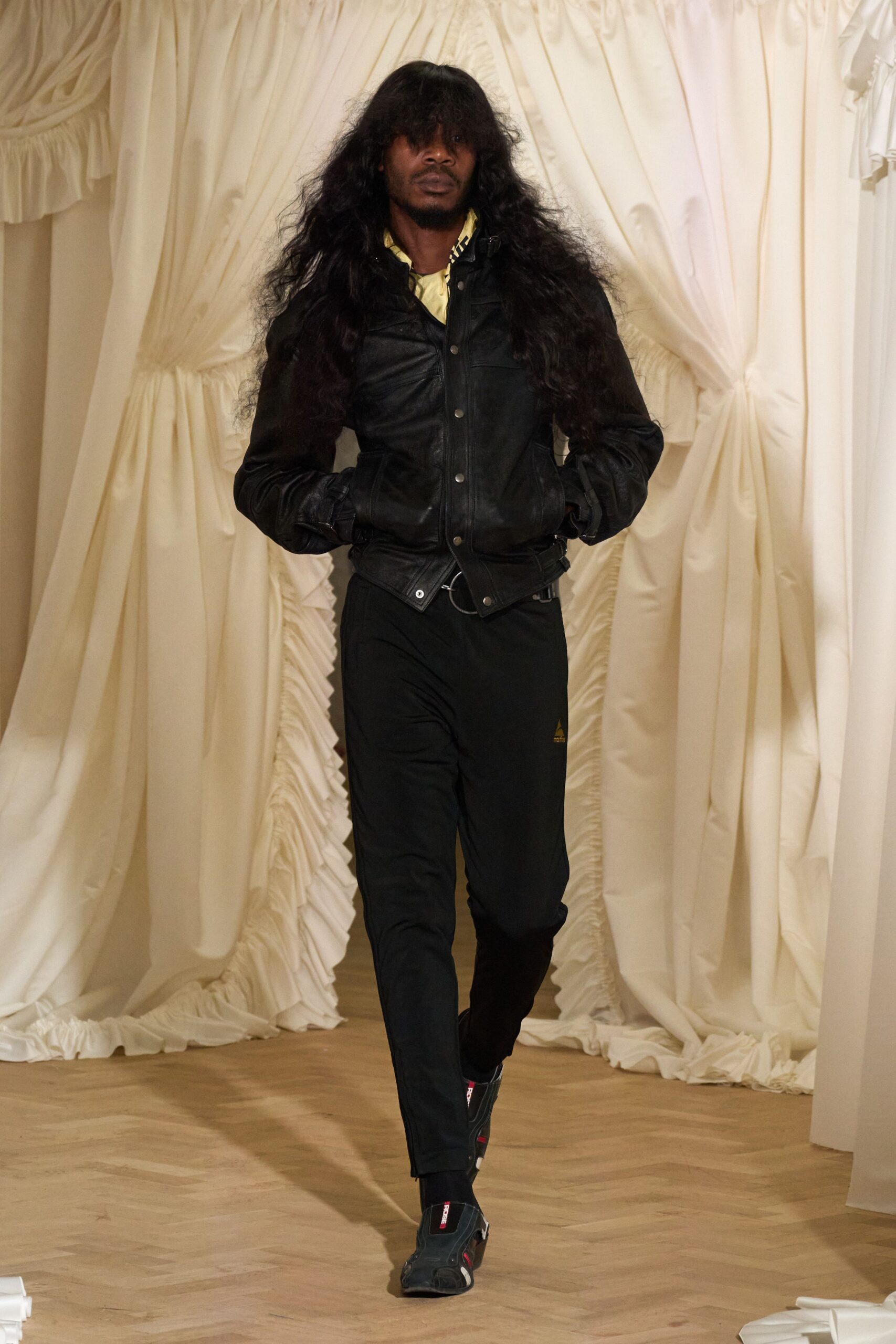 black leather jacket and pants