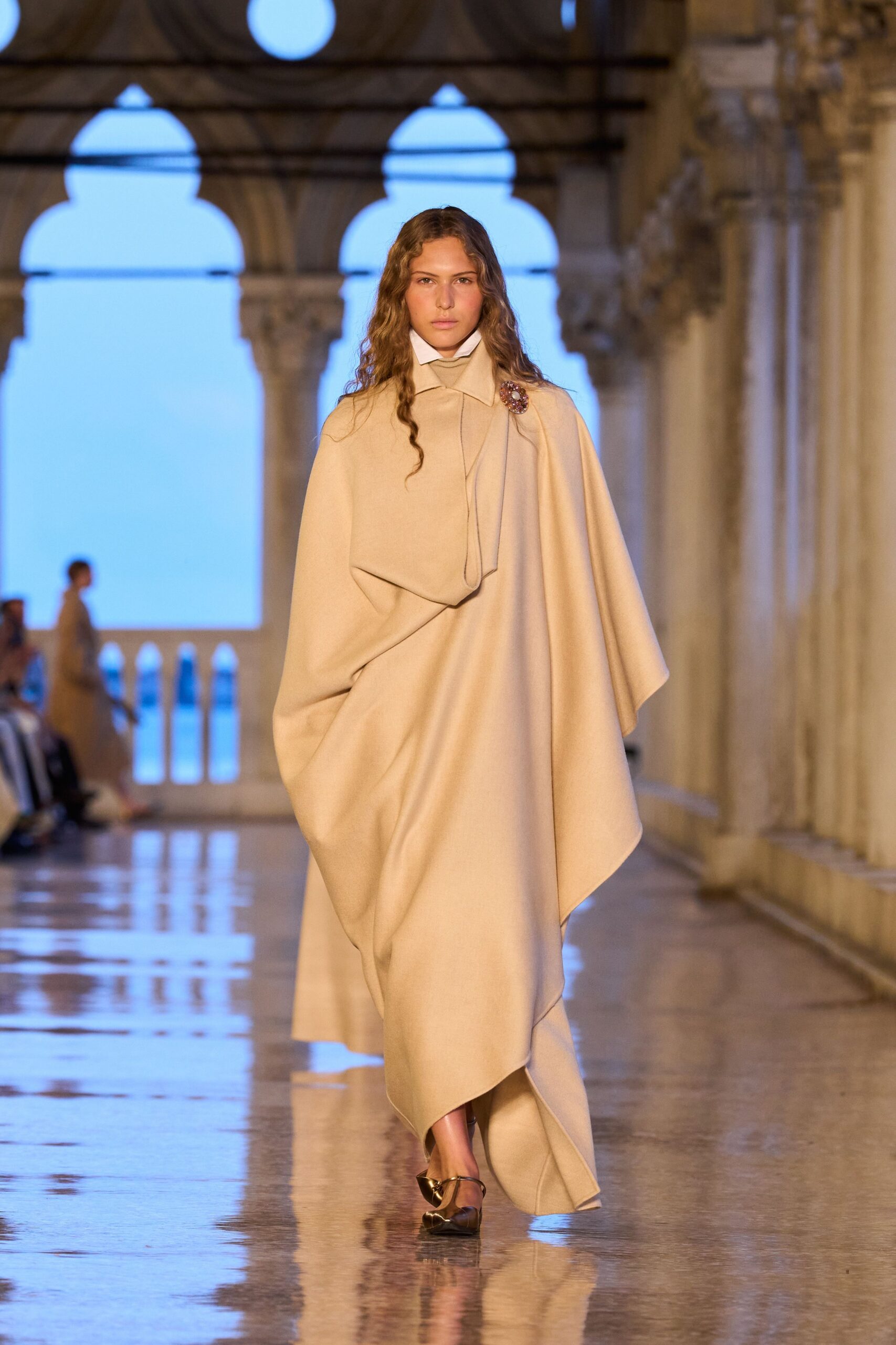 beige wool relaxed cape