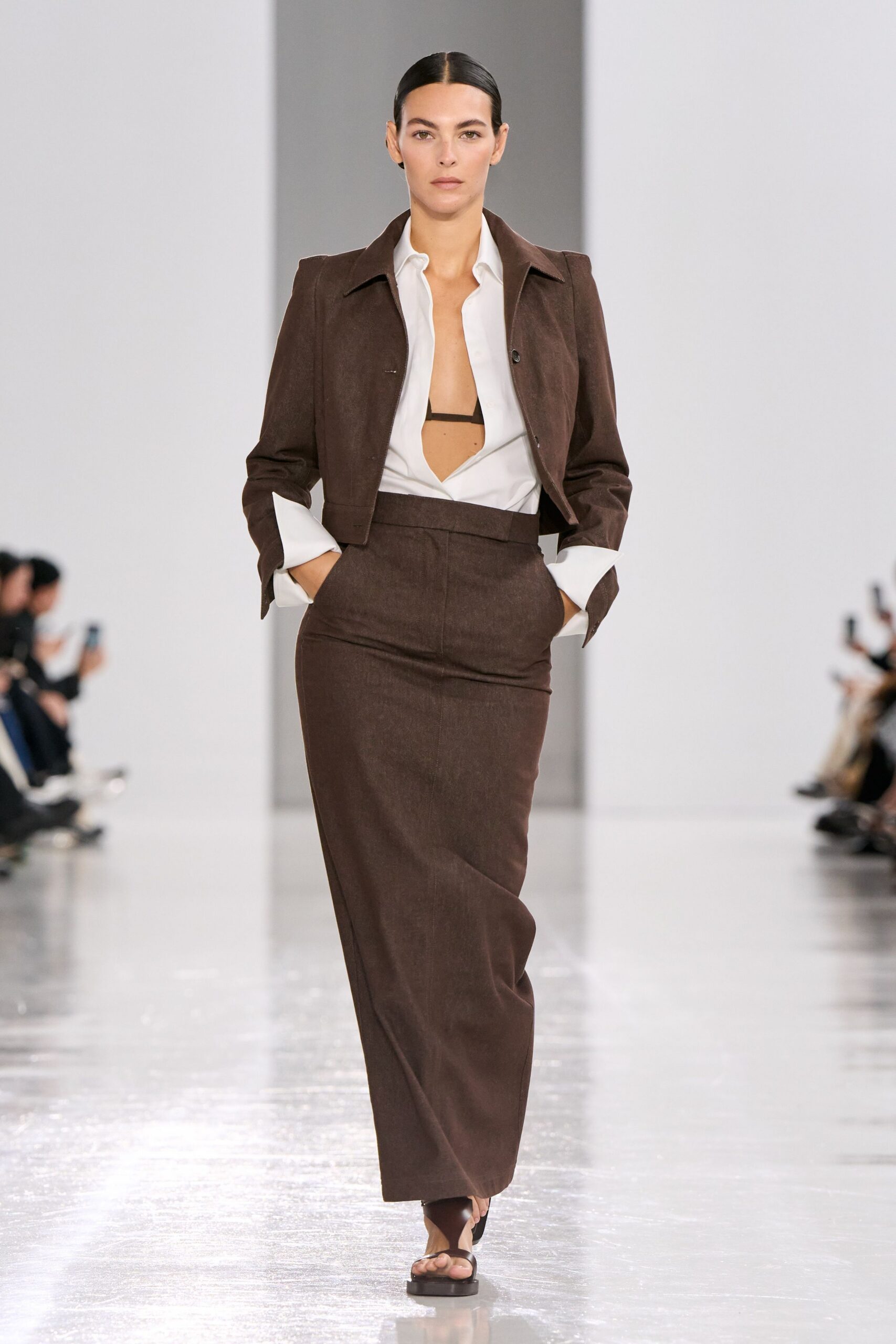 brown cotton long-sleeve collared structured jacket