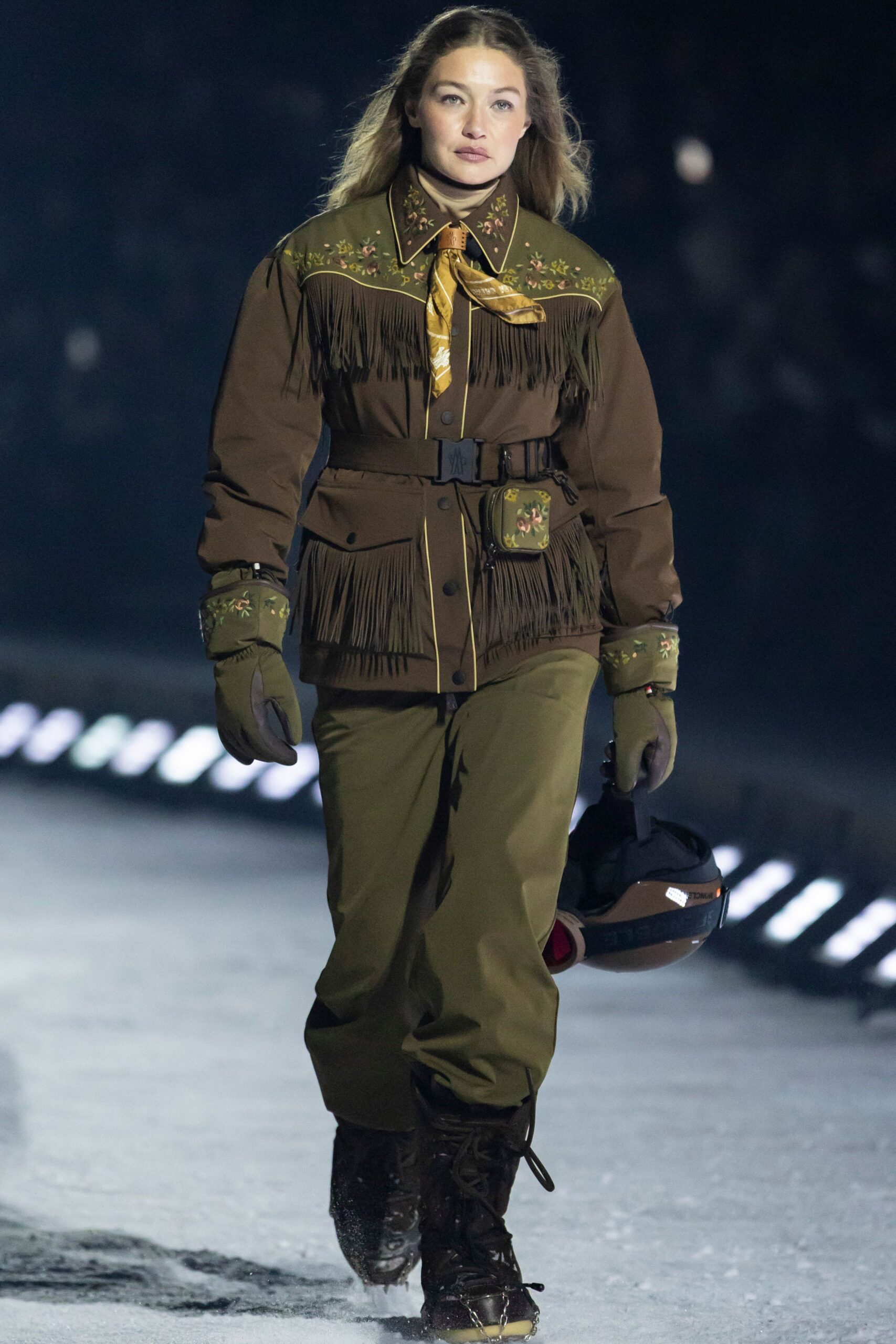 brown cotton long-sleeve collared fitted fringed embroidered jacket