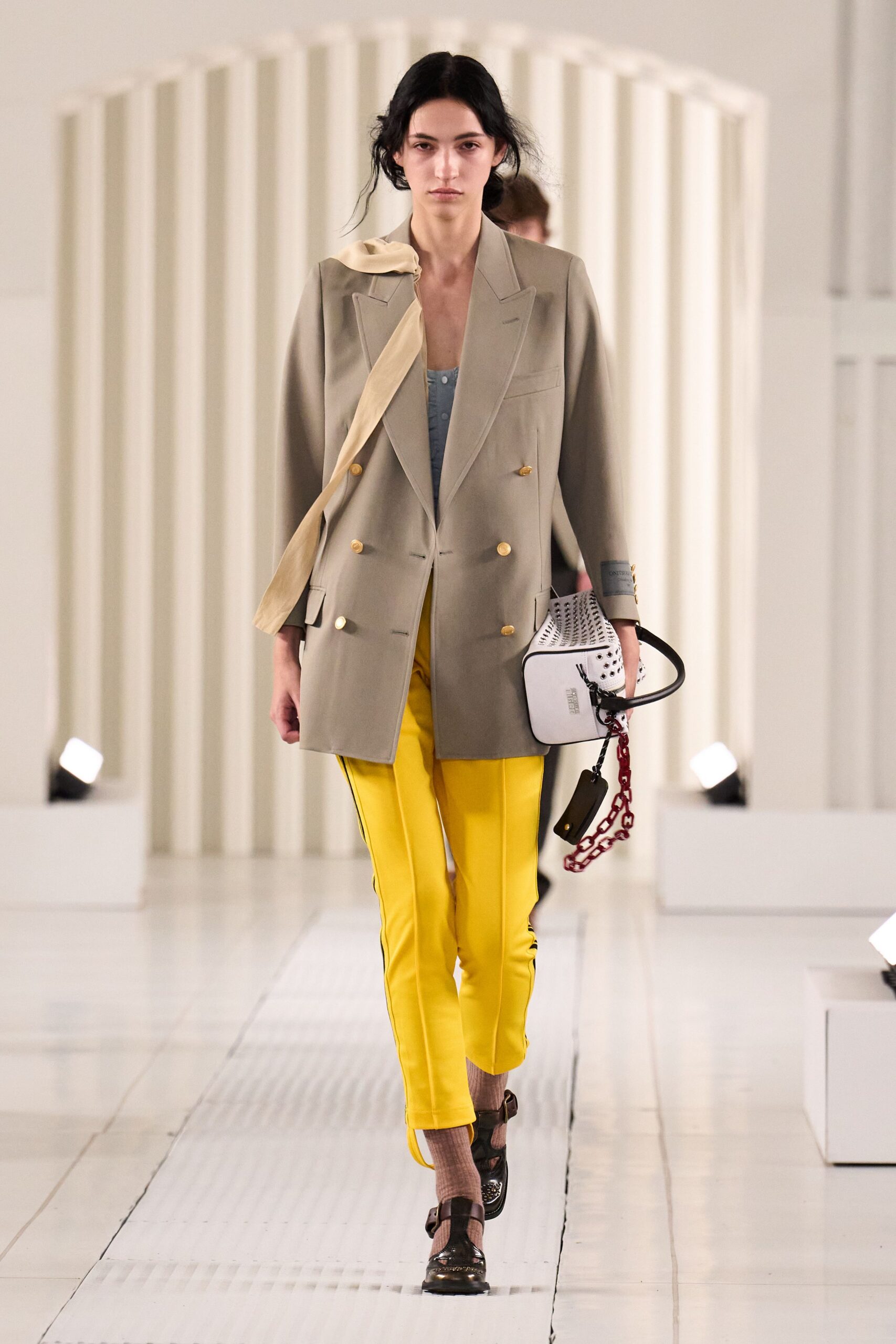 yellow slim high-waisted pants