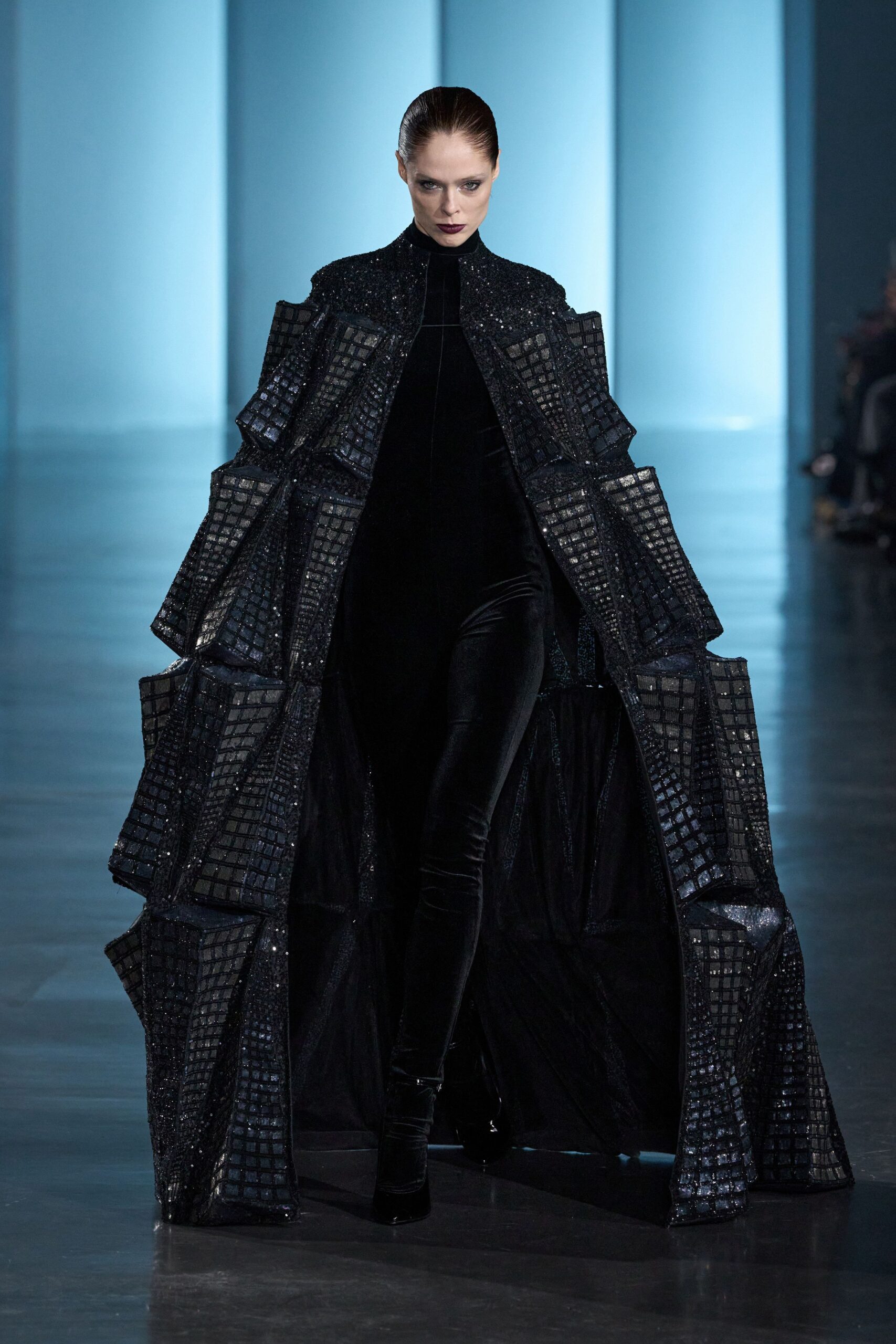 black velvet cape and catsuit