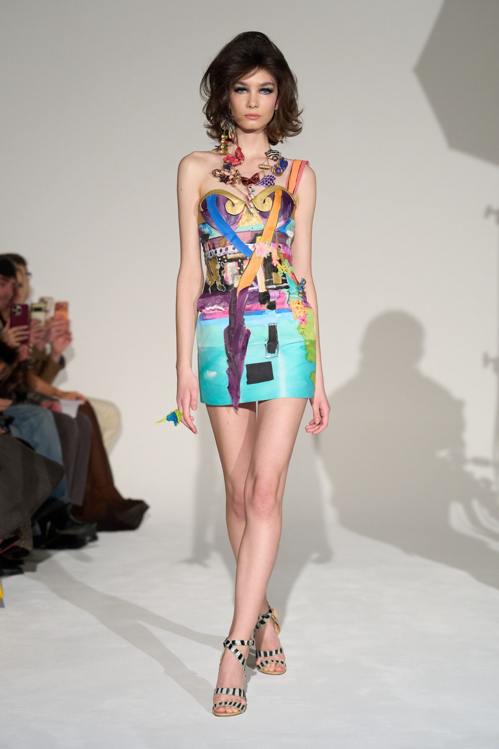 multi-colored fitted top and mini skirt