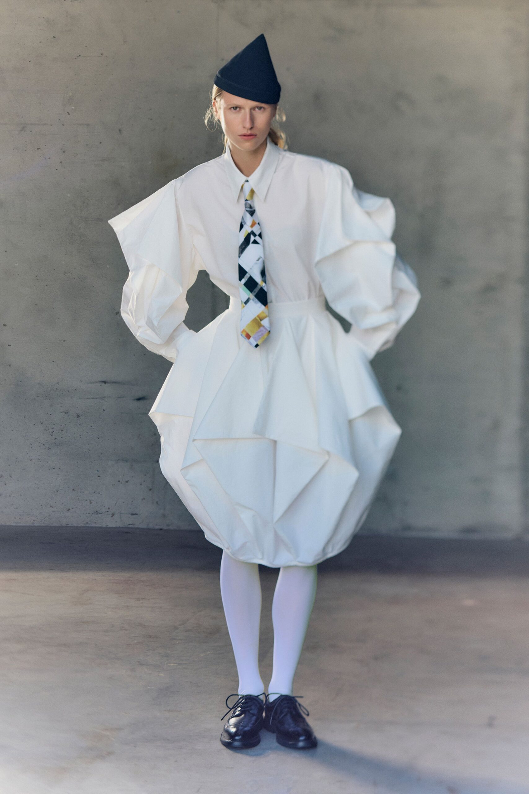 white cotton fitted tiered skirt