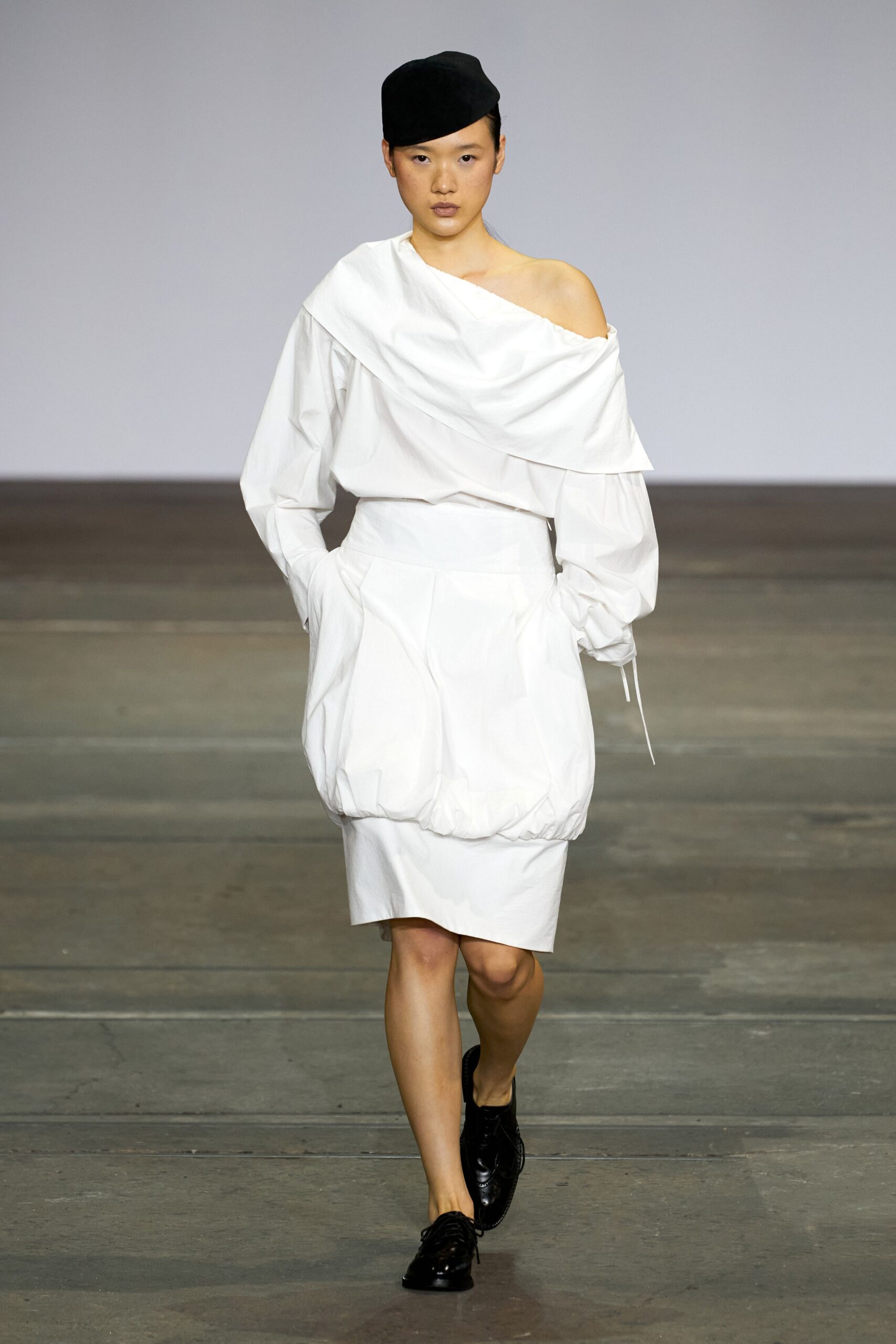 white off-shoulder midi dress