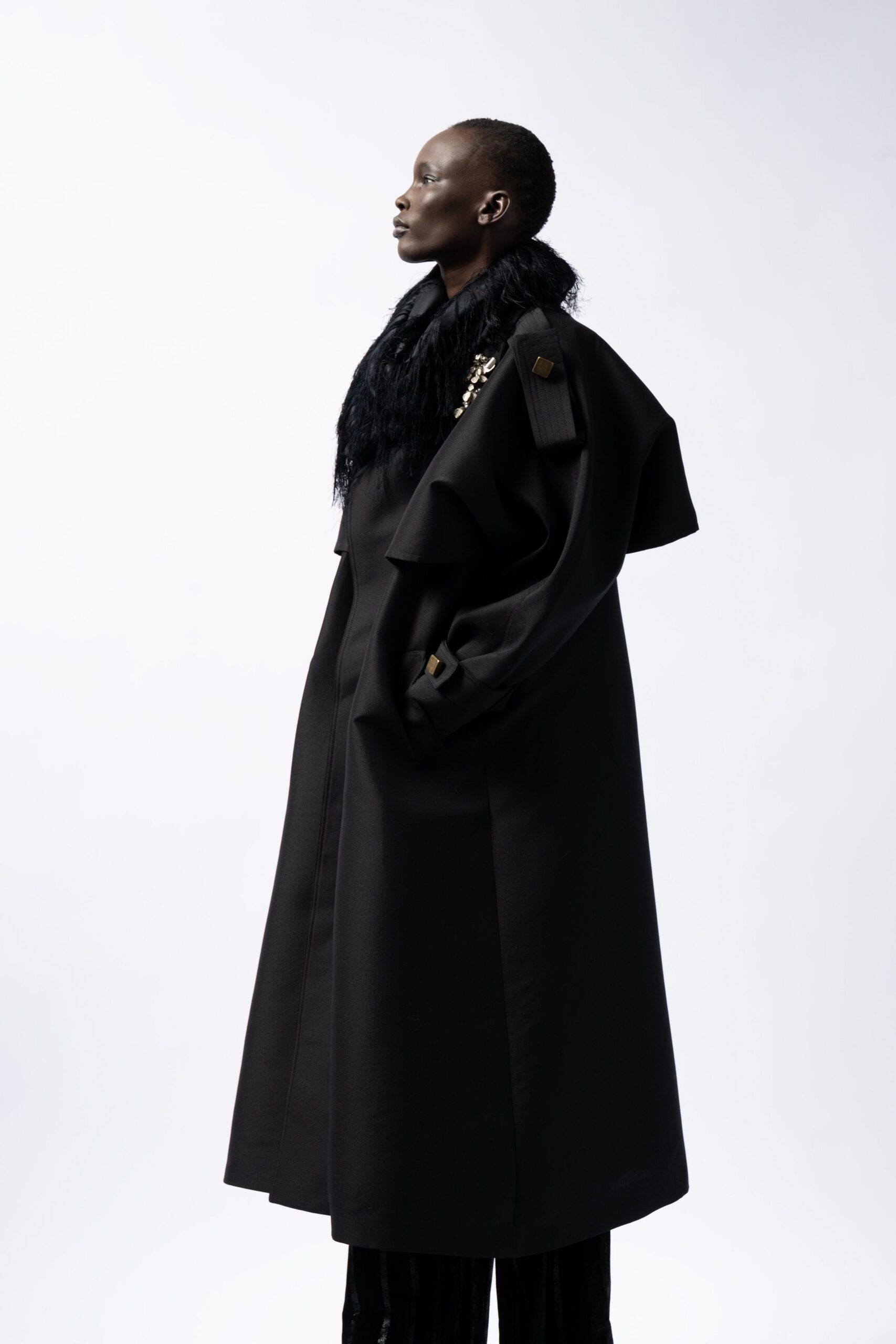 black wool relaxed coat