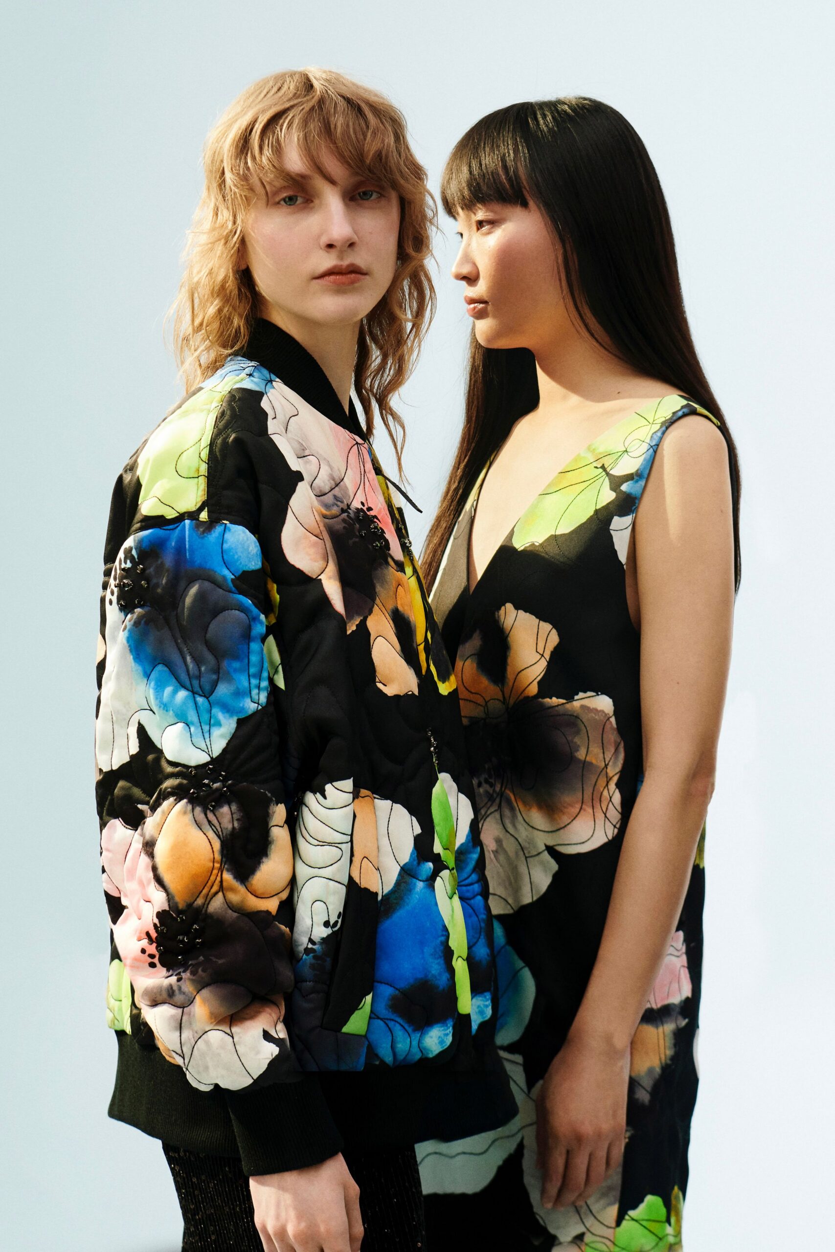 floral embroidered jacket and dress