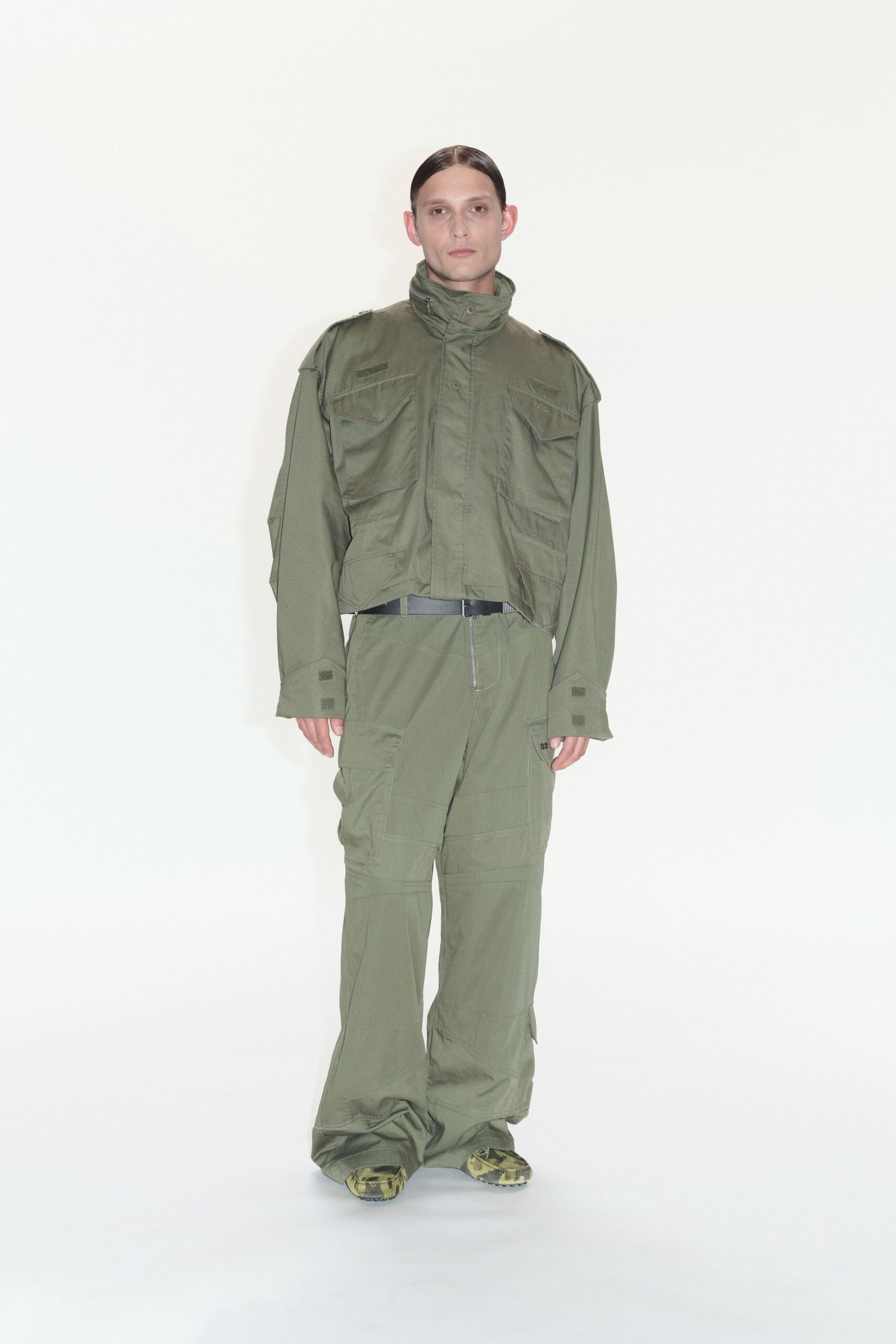 green relaxed jacket and pants