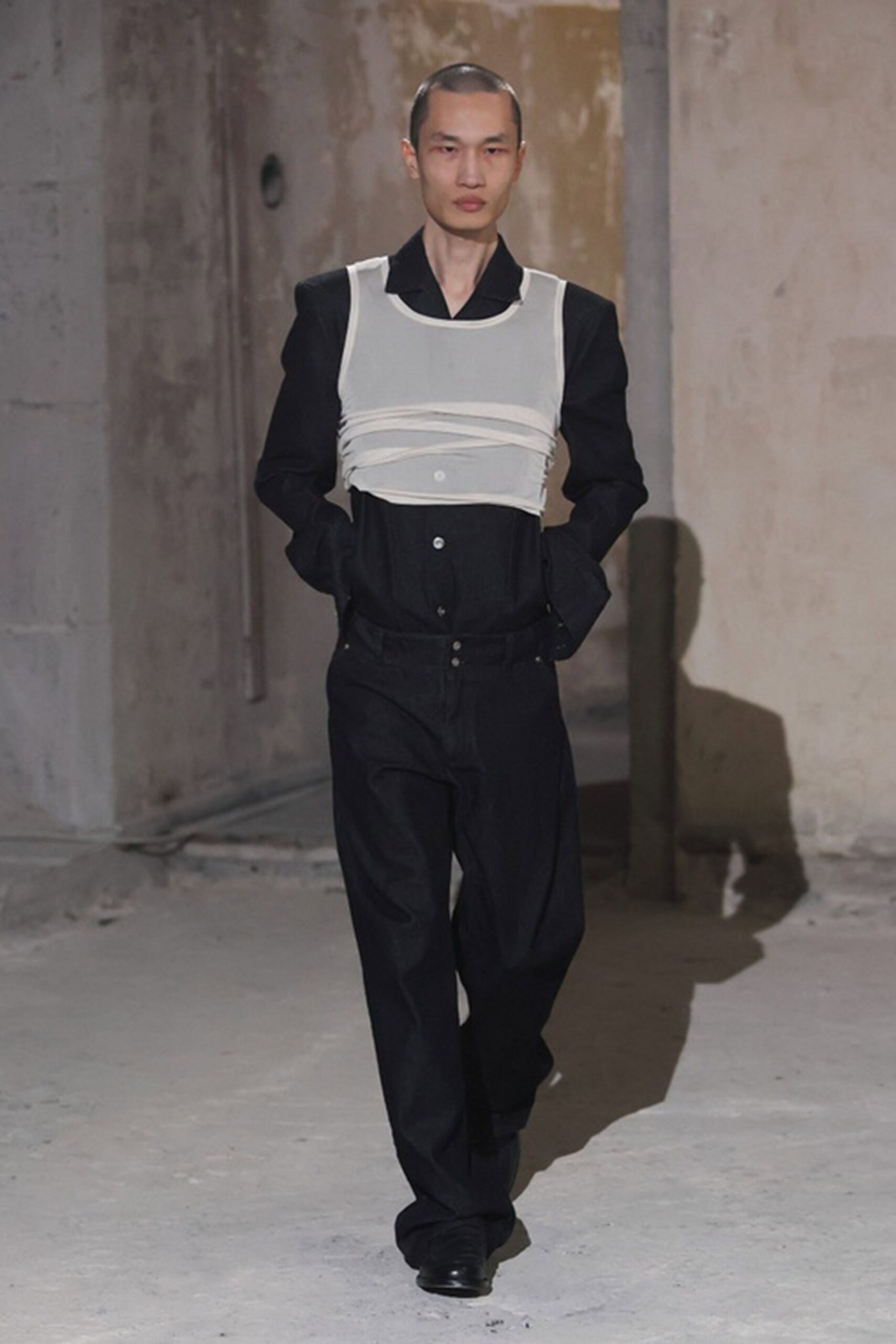 black shirt white sleeveless top