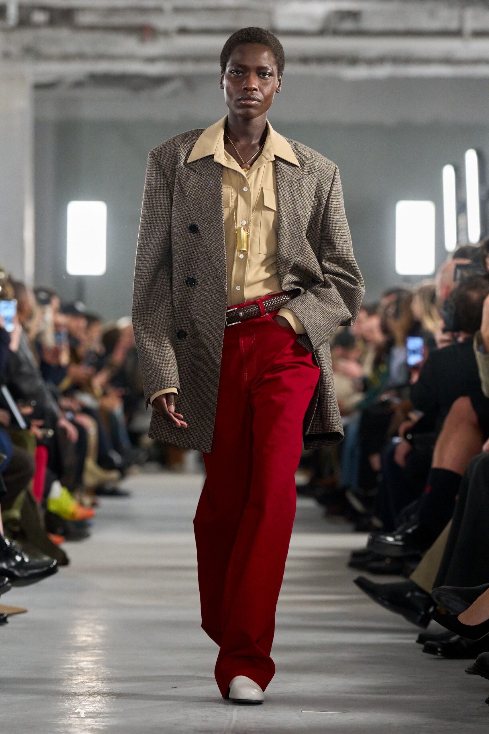 red cotton relaxed high-waisted wide-leg pants
