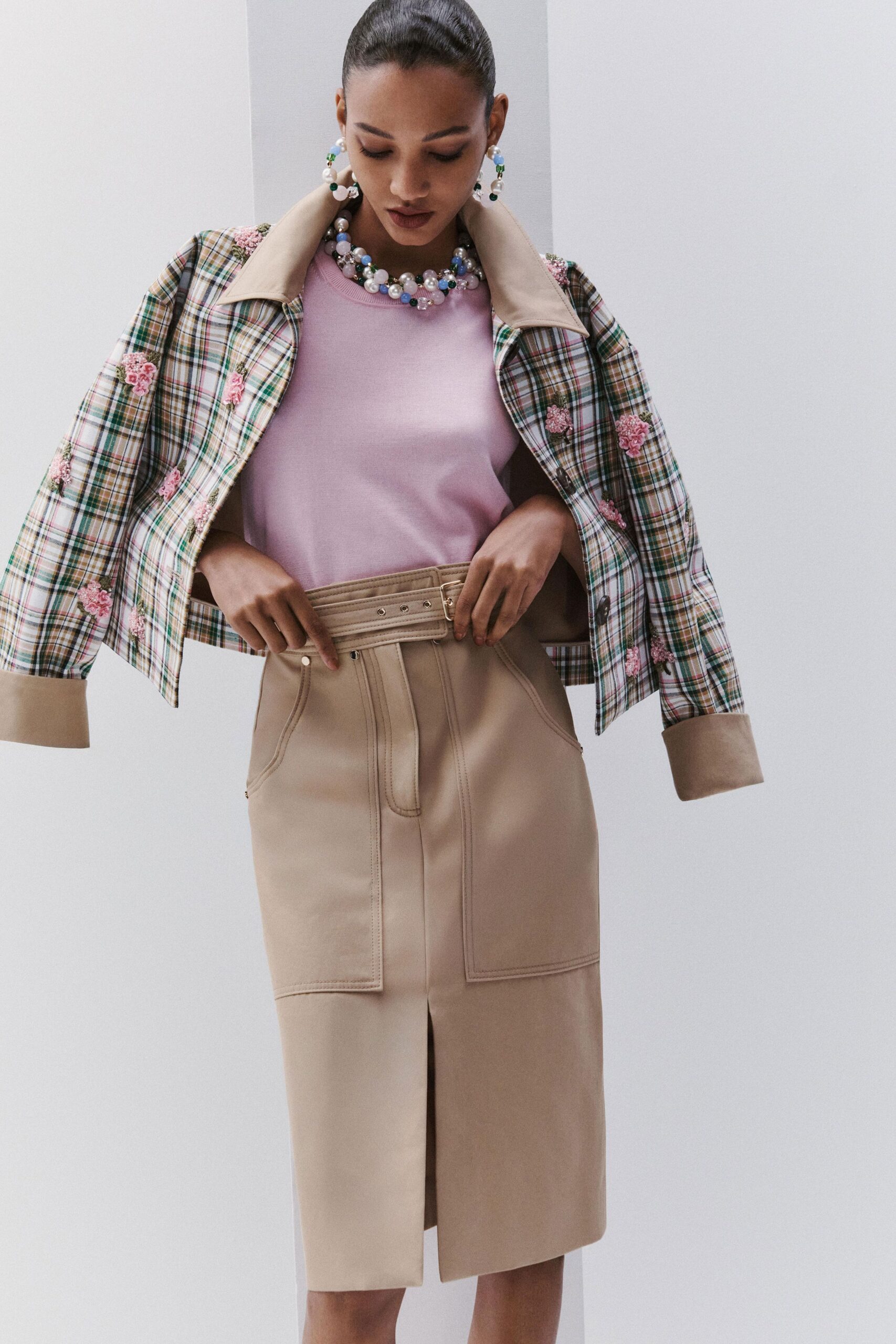multi cotton long-sleeve collared structured buttoned embroidered jacket