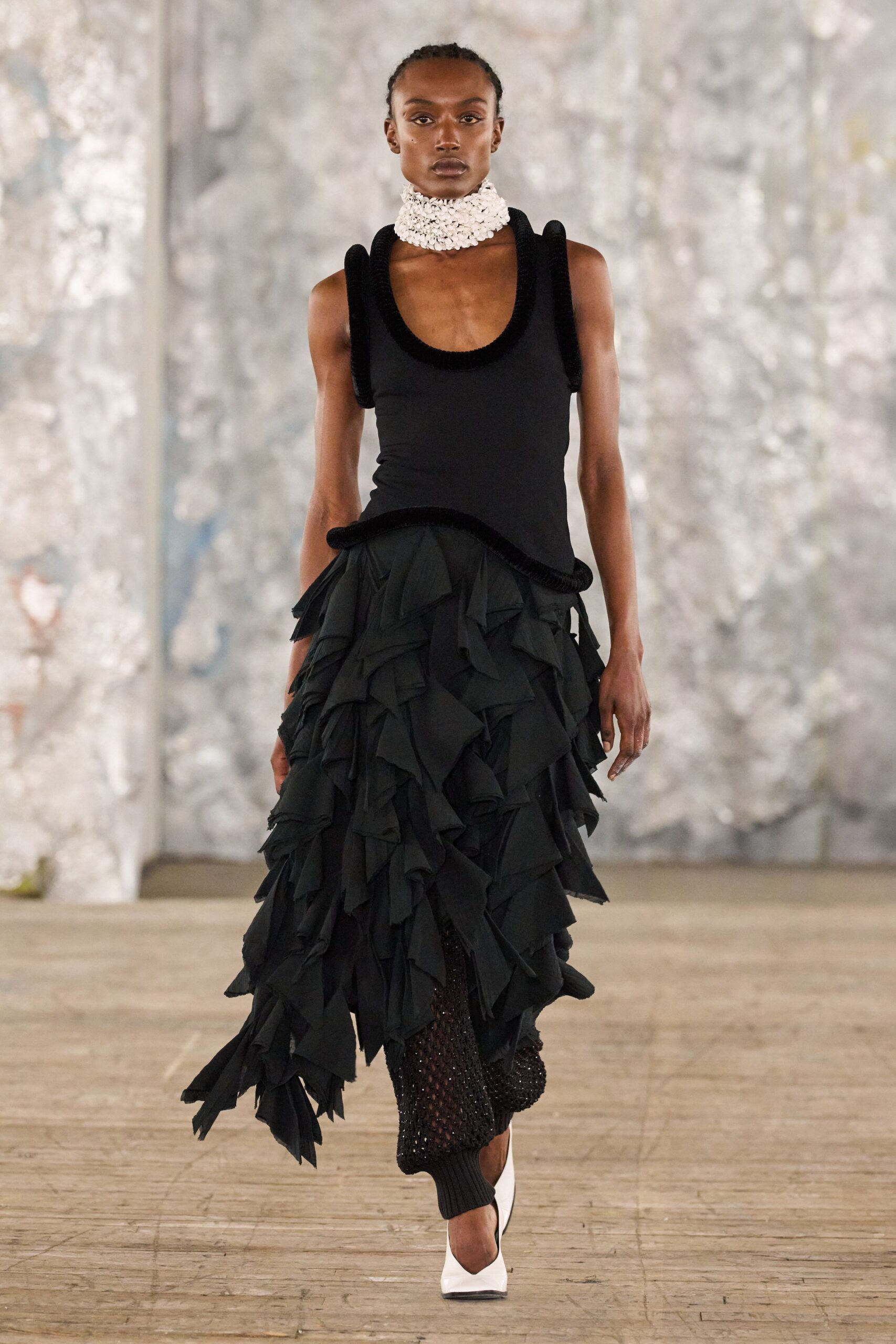 black layered top and skirt