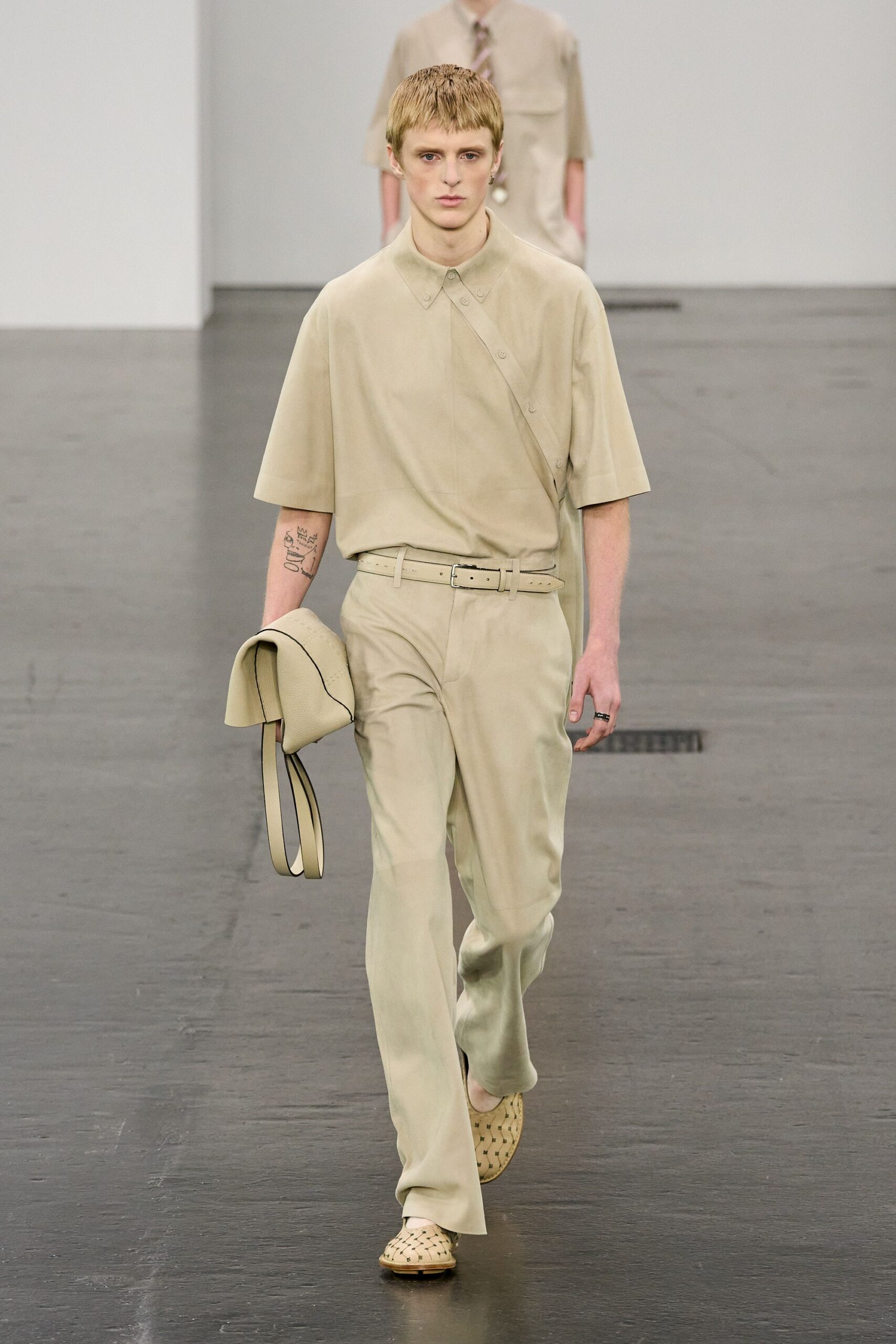 beige cotton shirt and pants