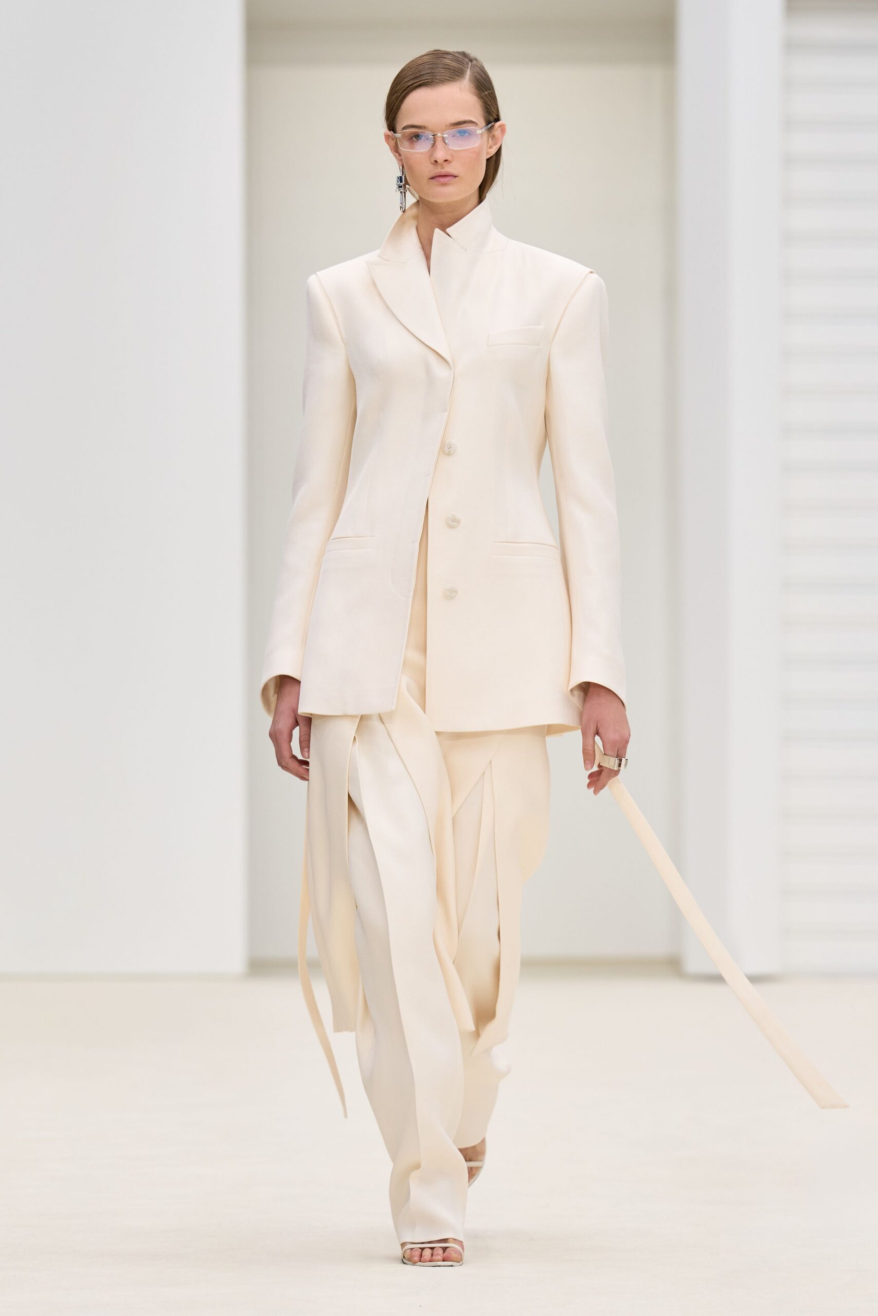 white tailored blazer and pants