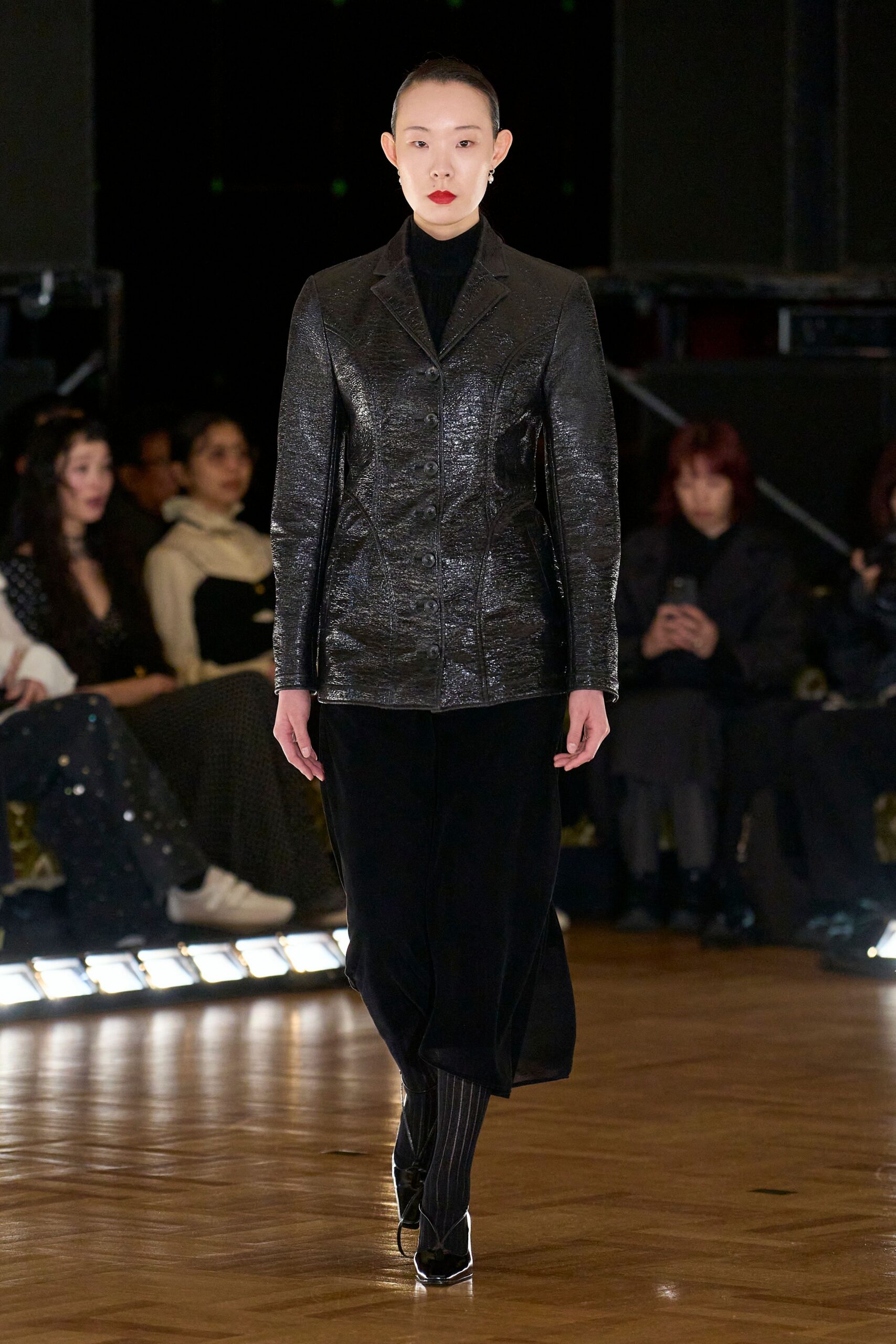 black leather blazer and pants