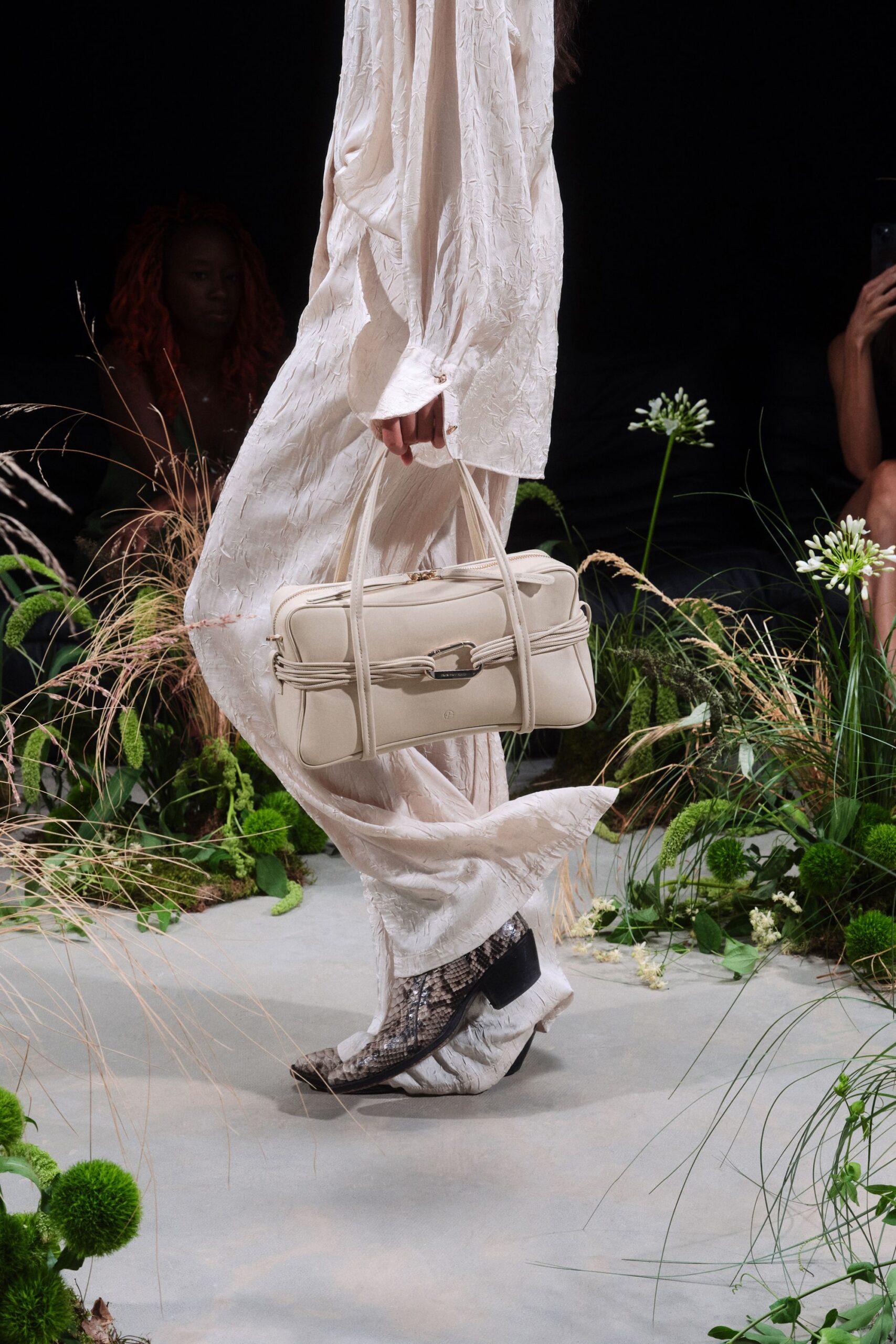 beige leather zippered bag