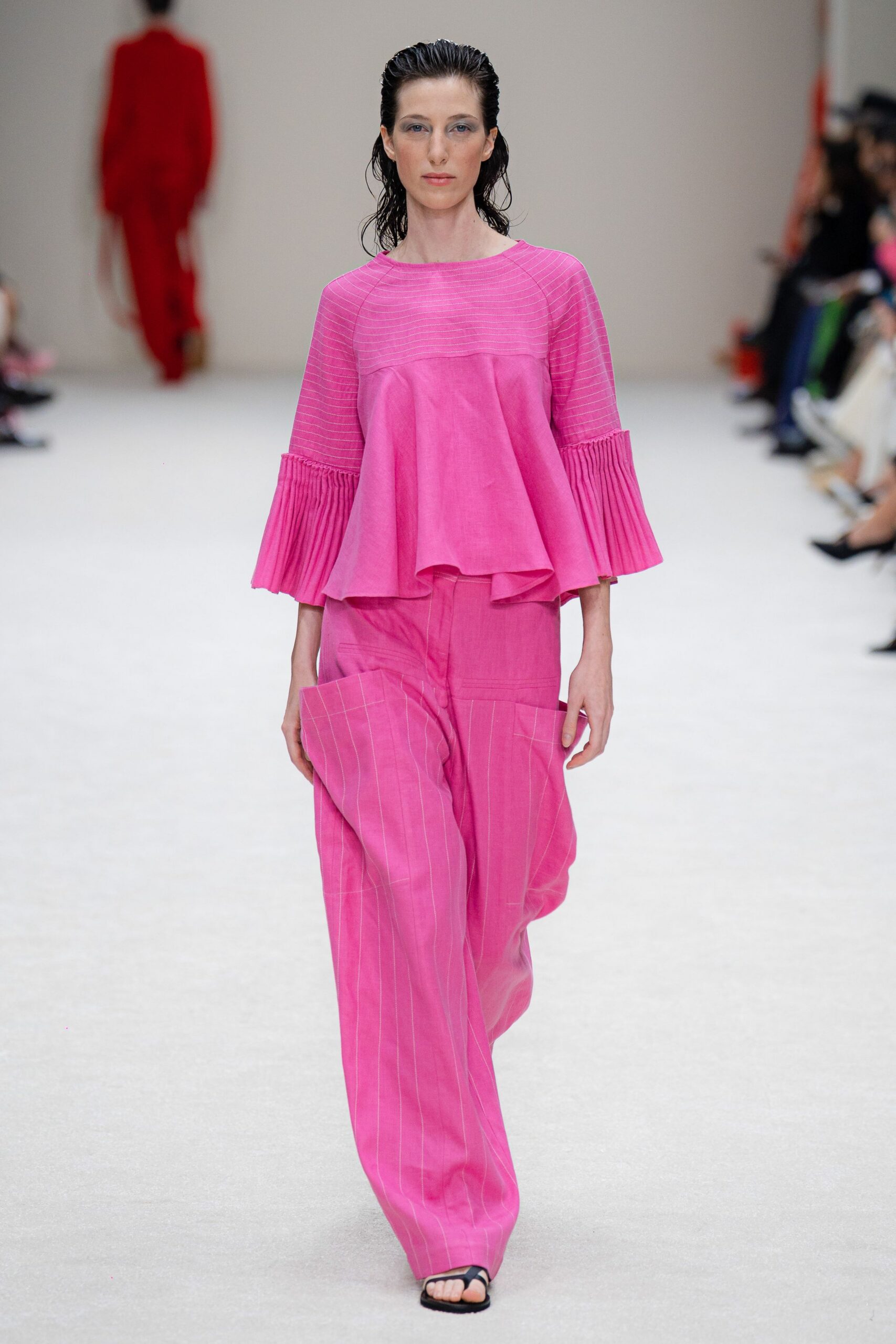 pink cotton relaxed straight-leg pants
