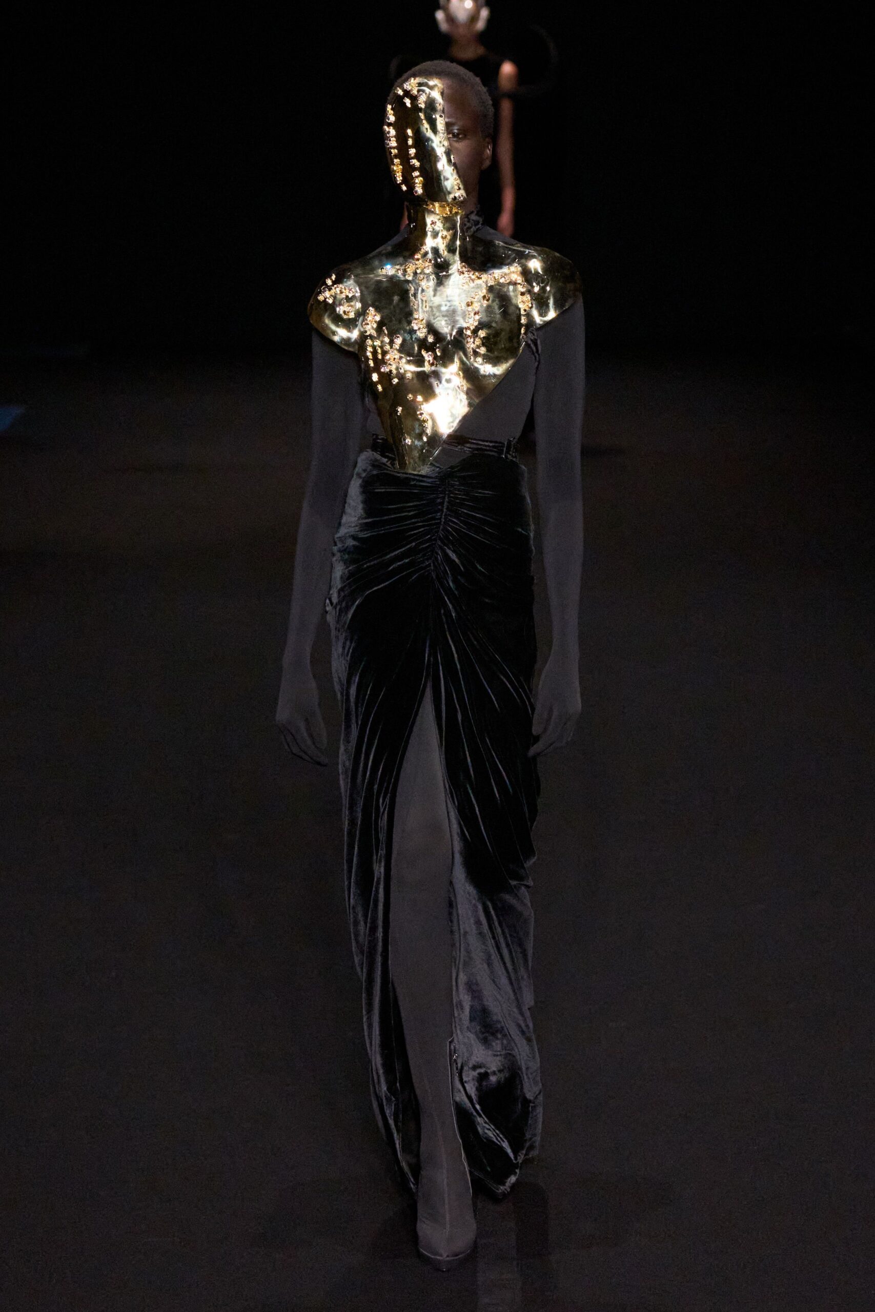 gold metallic sleeveless structured shiny top