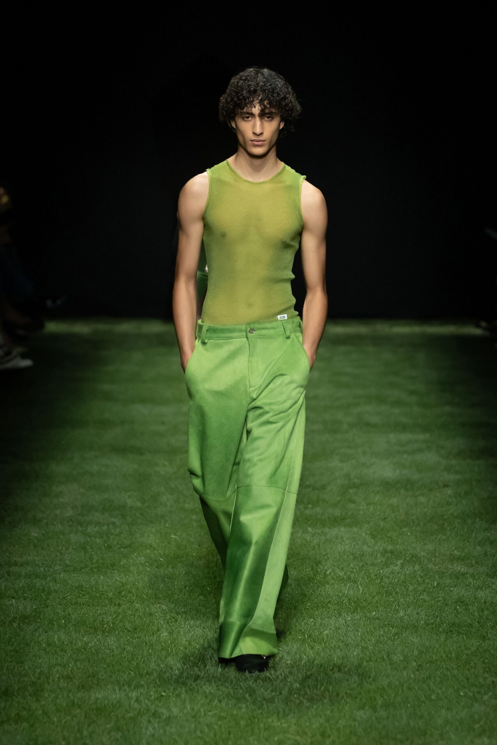 green tank-top and pants