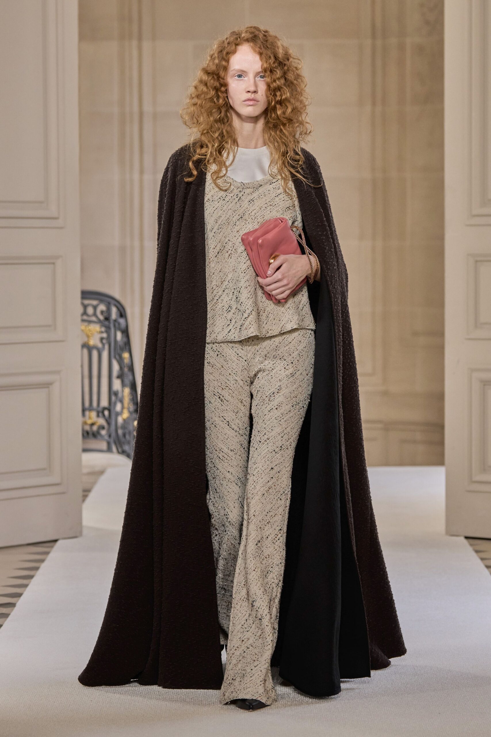 black wool relaxed maxi cape