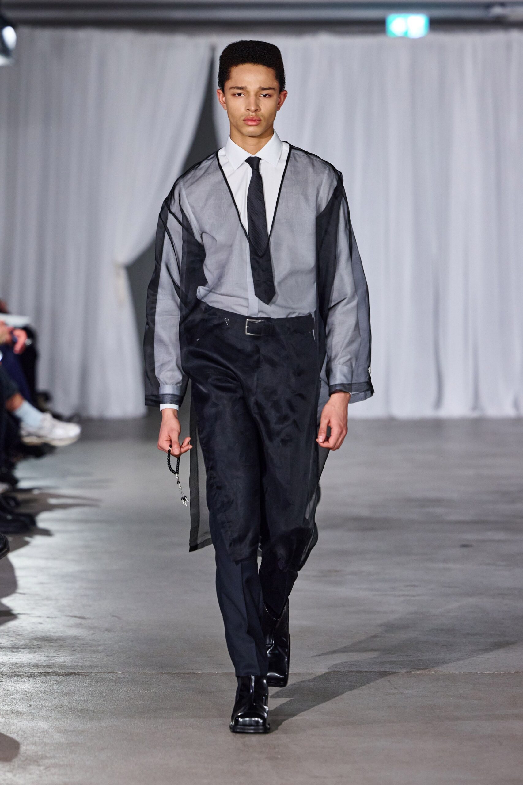 black silk shirt and pants