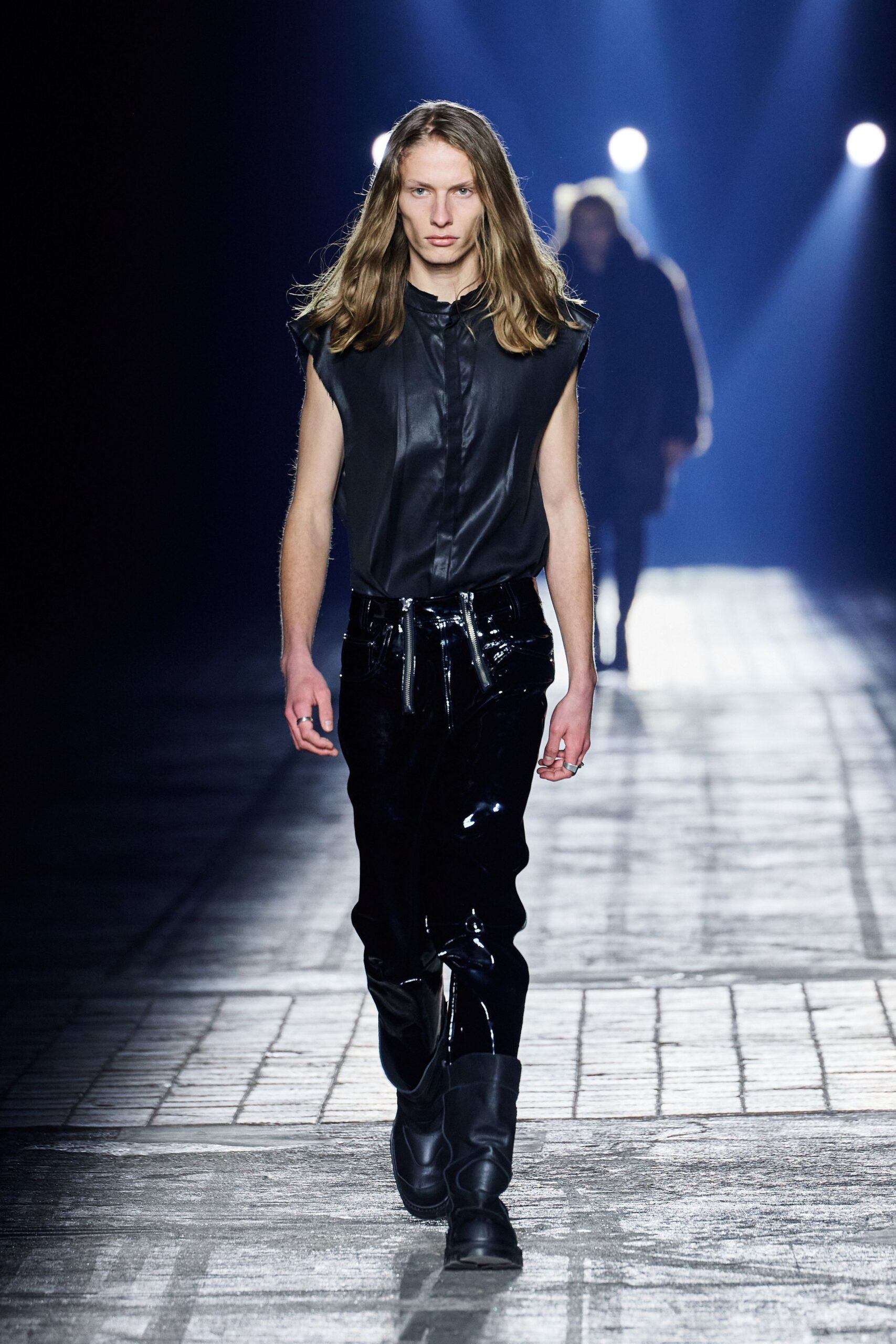 black leather shirt and pants