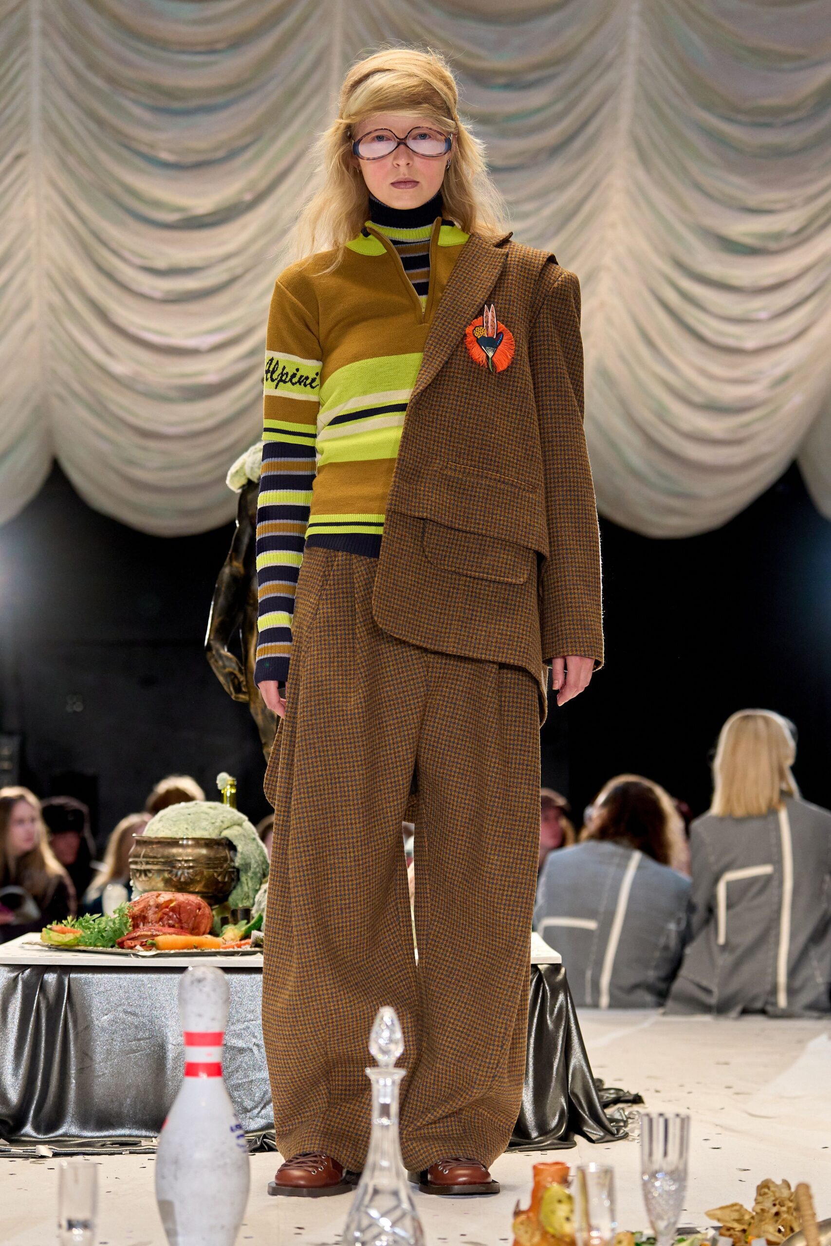 brown wool long-sleeve collared relaxed jacket