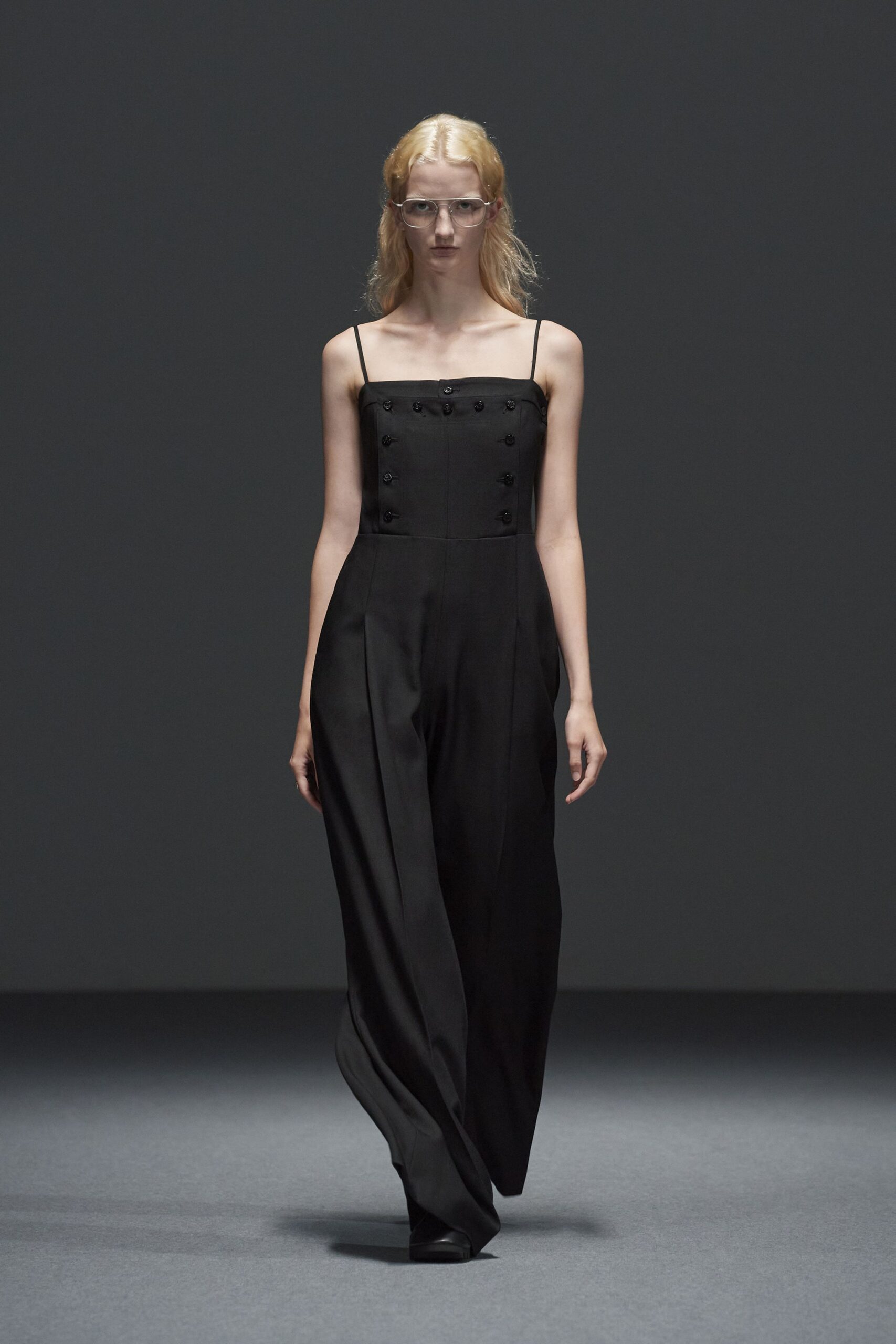 black silk sleeveless jumpsuit