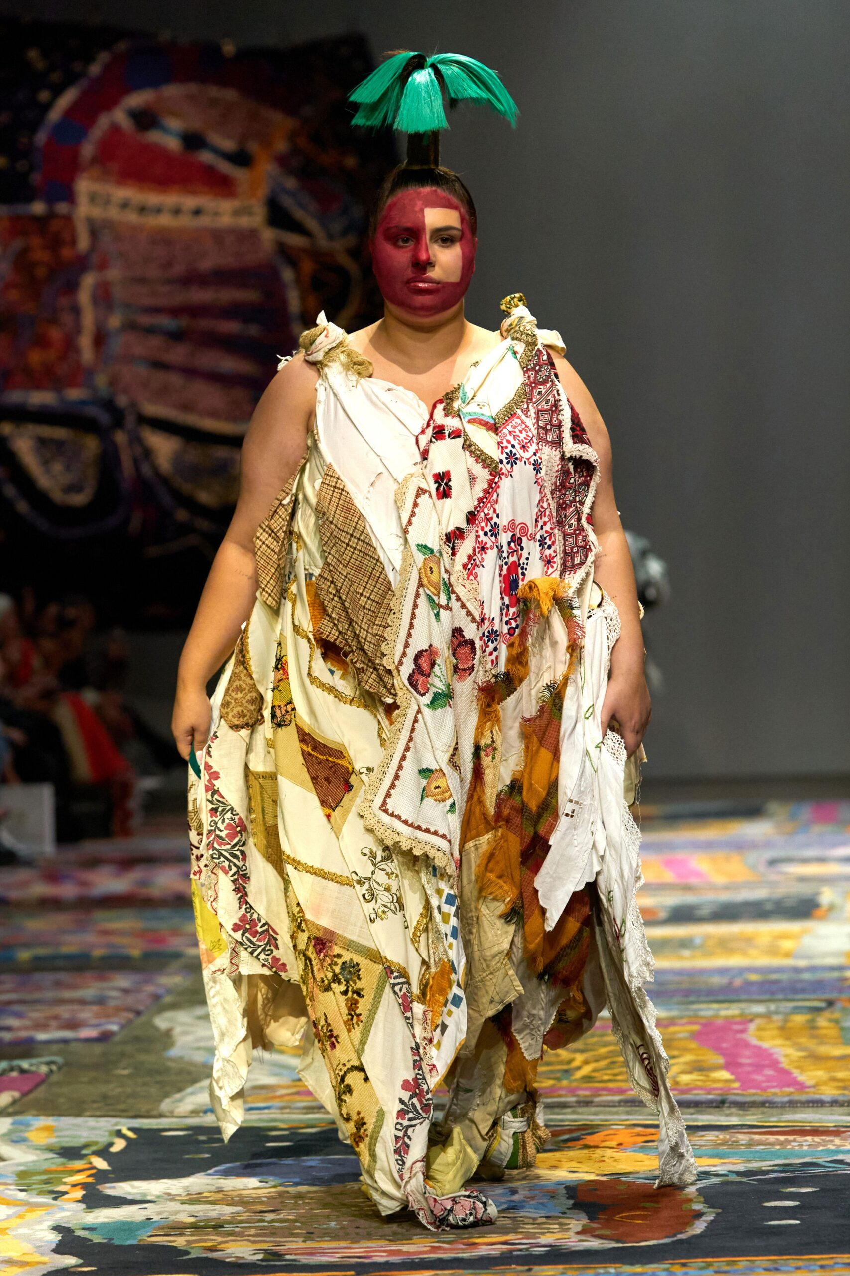 multi-colored layered embroidered dress