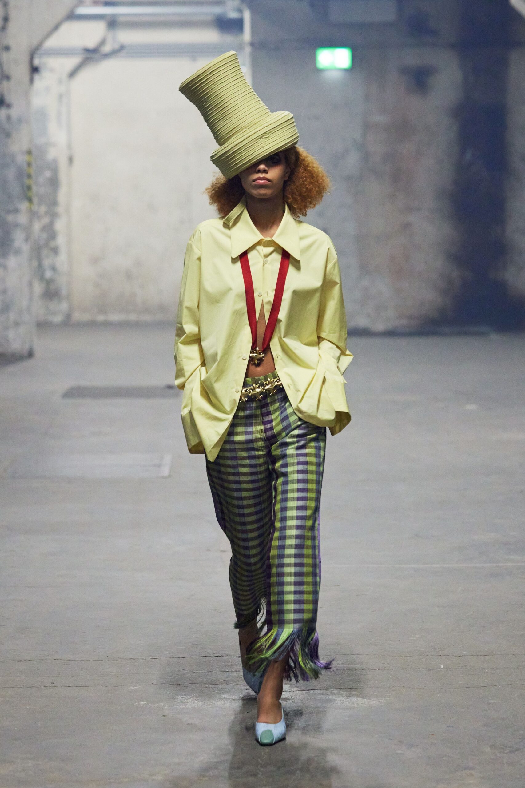 oversized yellow shirt with flared pants