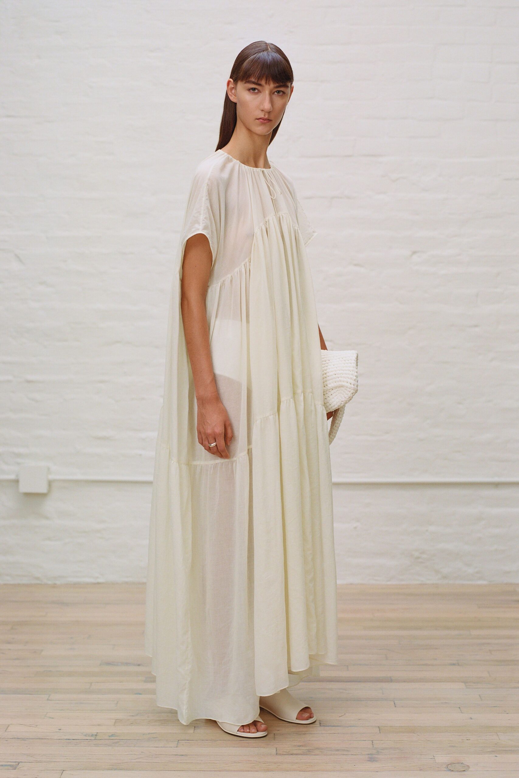 white relaxed tiered dress
