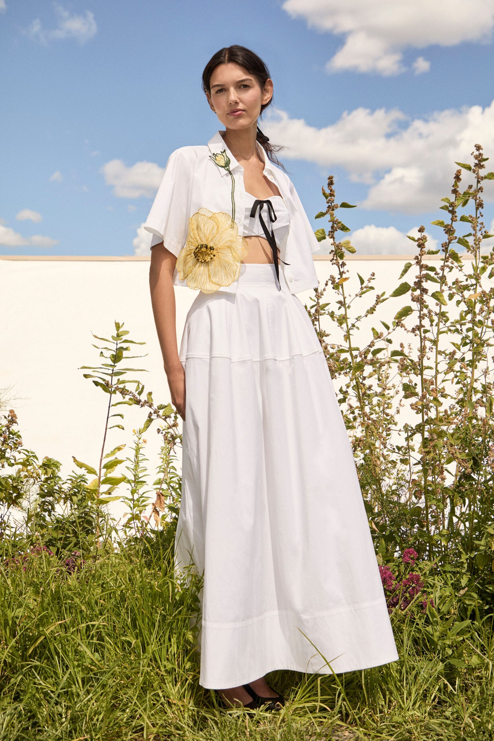 white cotton top and skirt