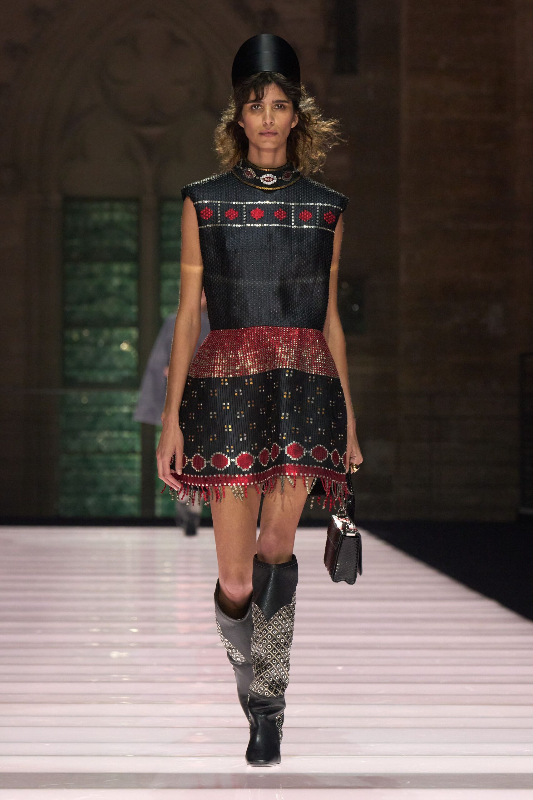 black embroidered mini dress
