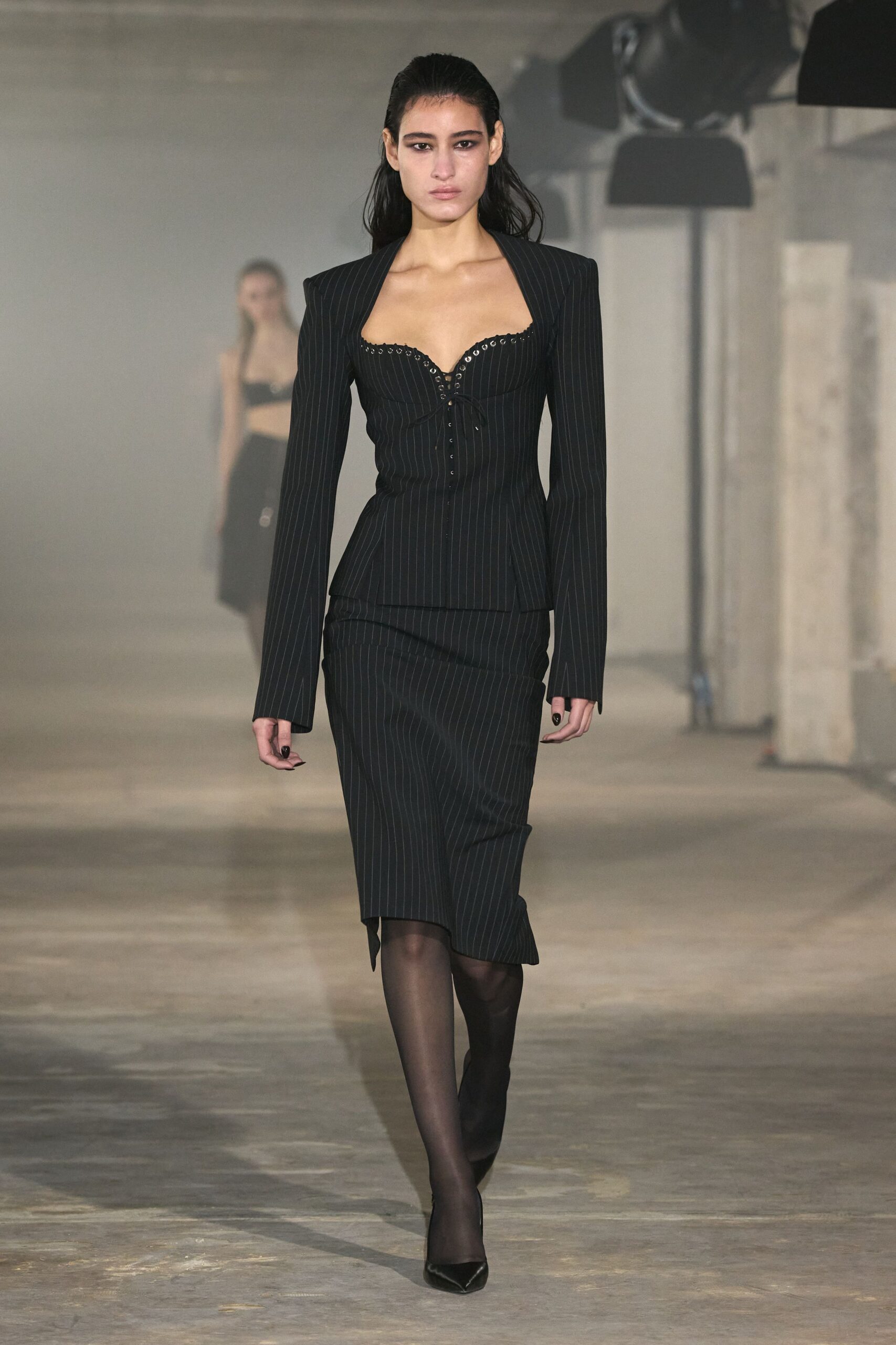 black fitted blazer and pencil skirt
