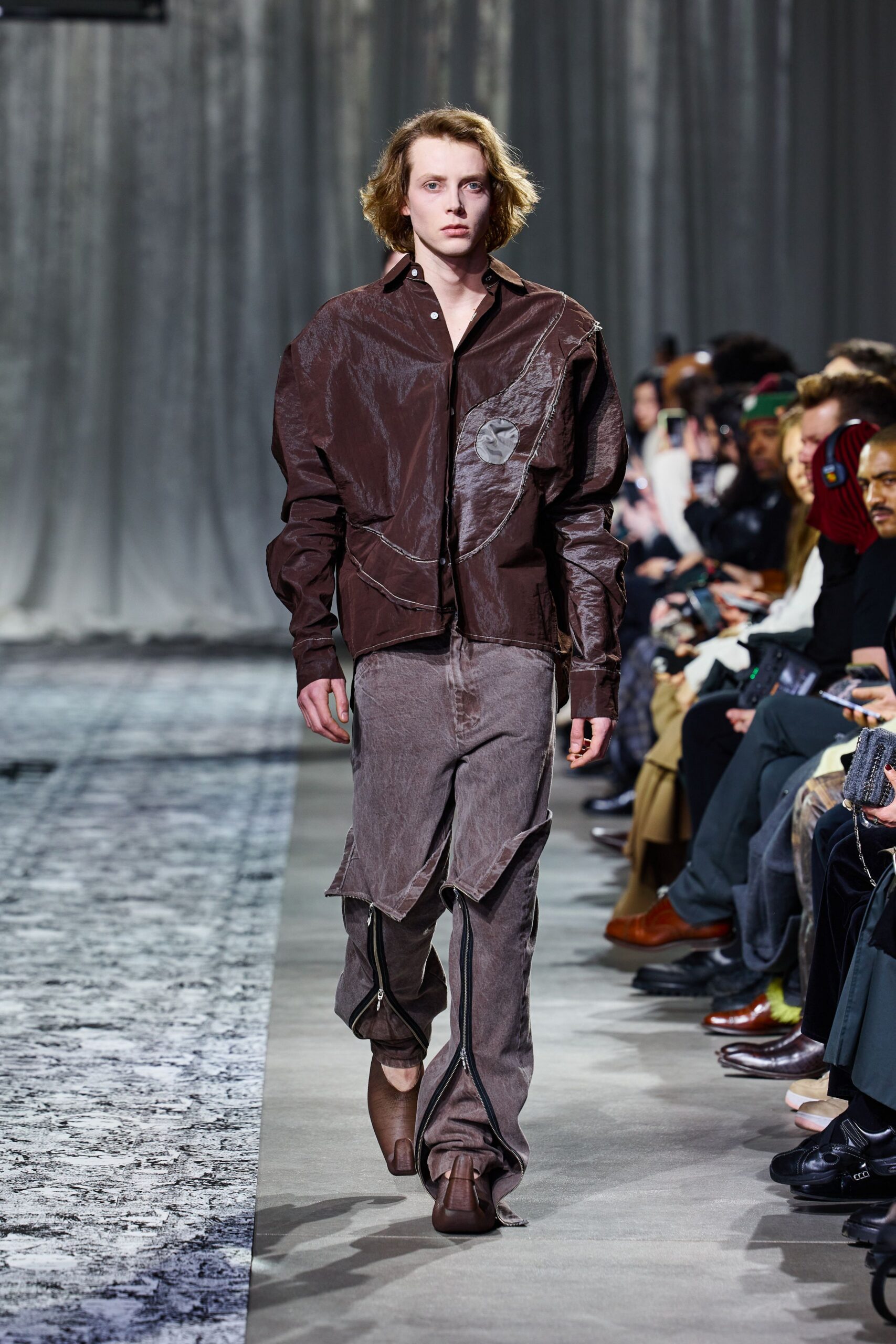 gray denim relaxed cargo pants