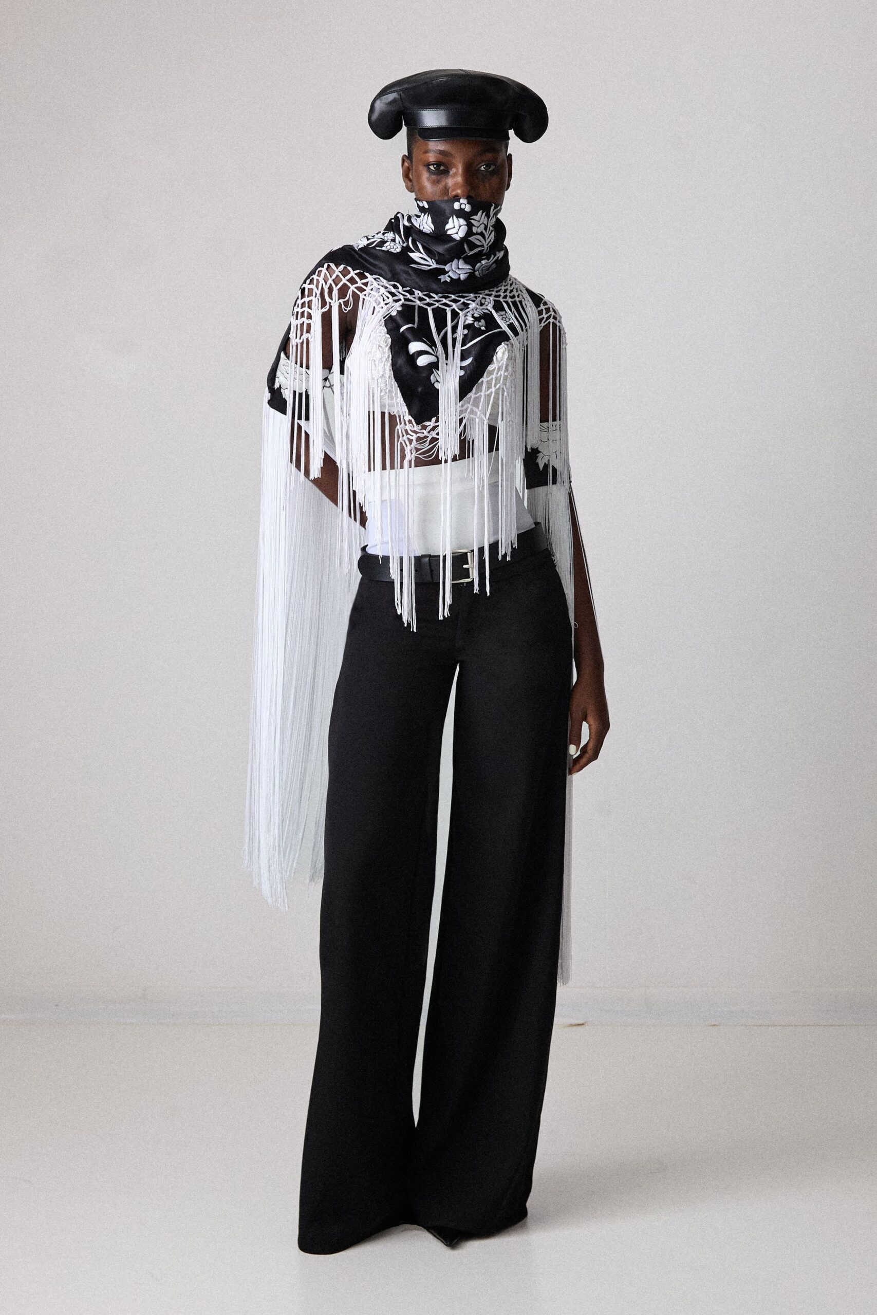 black printed scarf