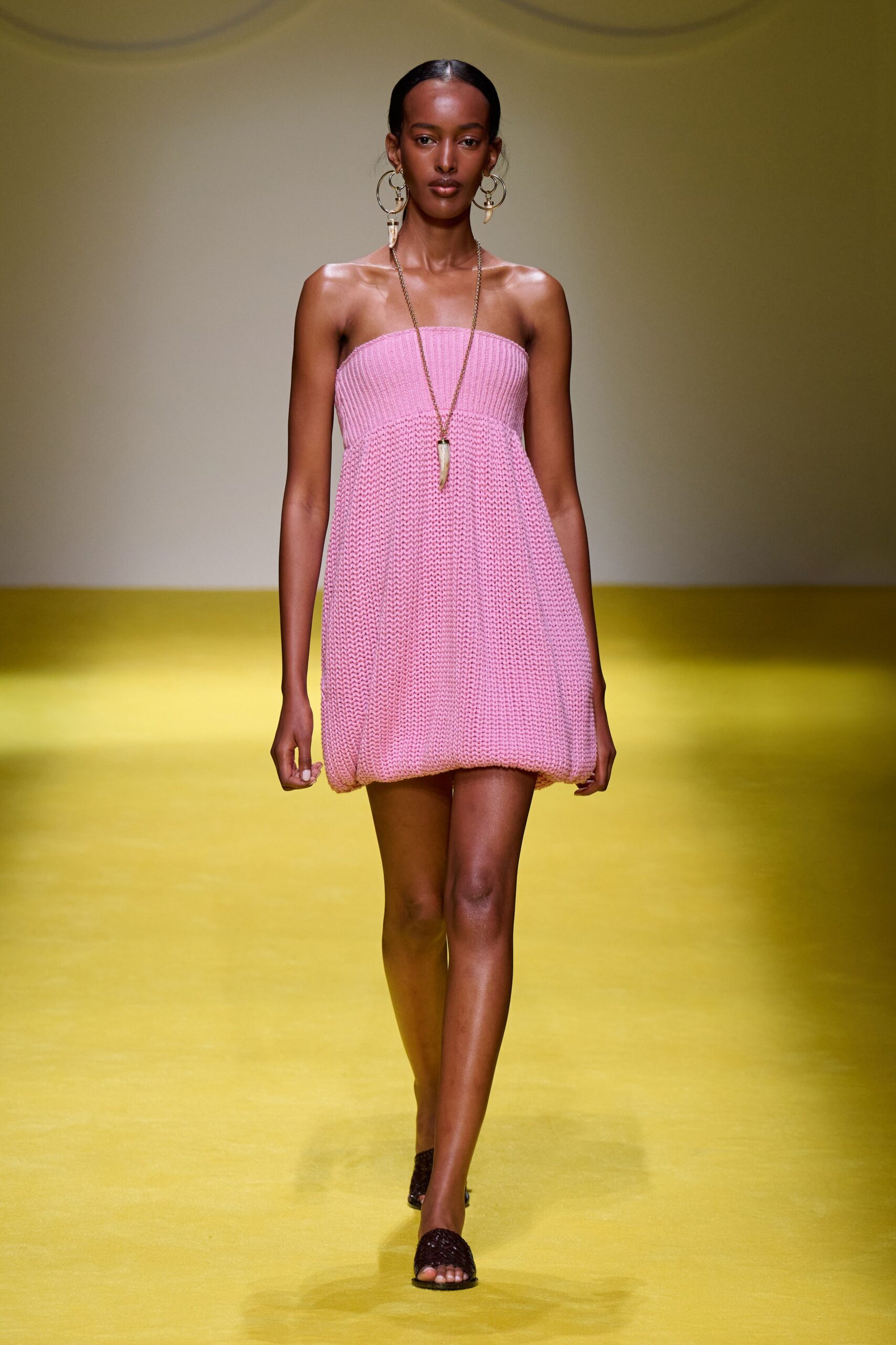 pink pleated strapless mini dress