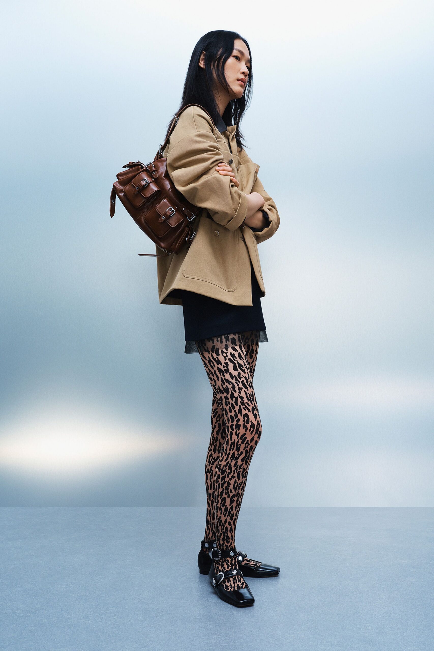 brown fitted animal-print leggings