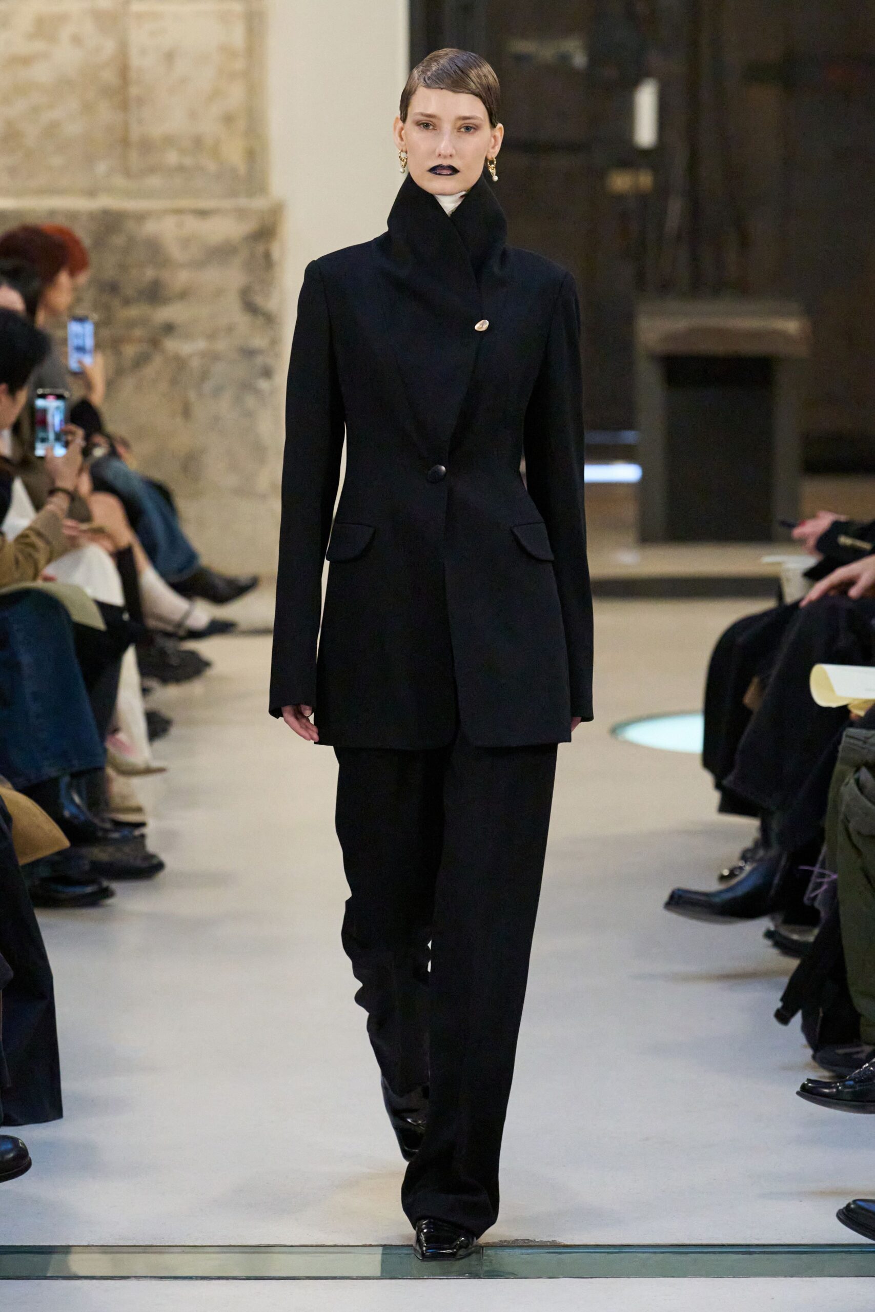black tailored suit with shoes