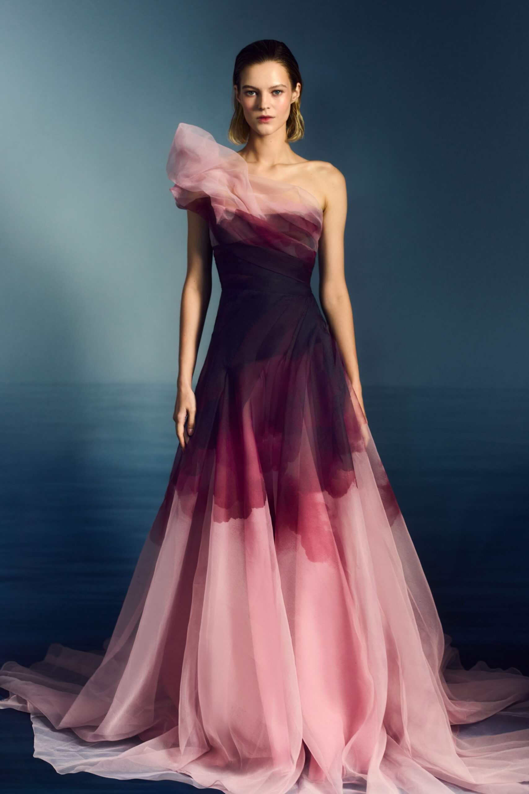 pink and purple flowing gown