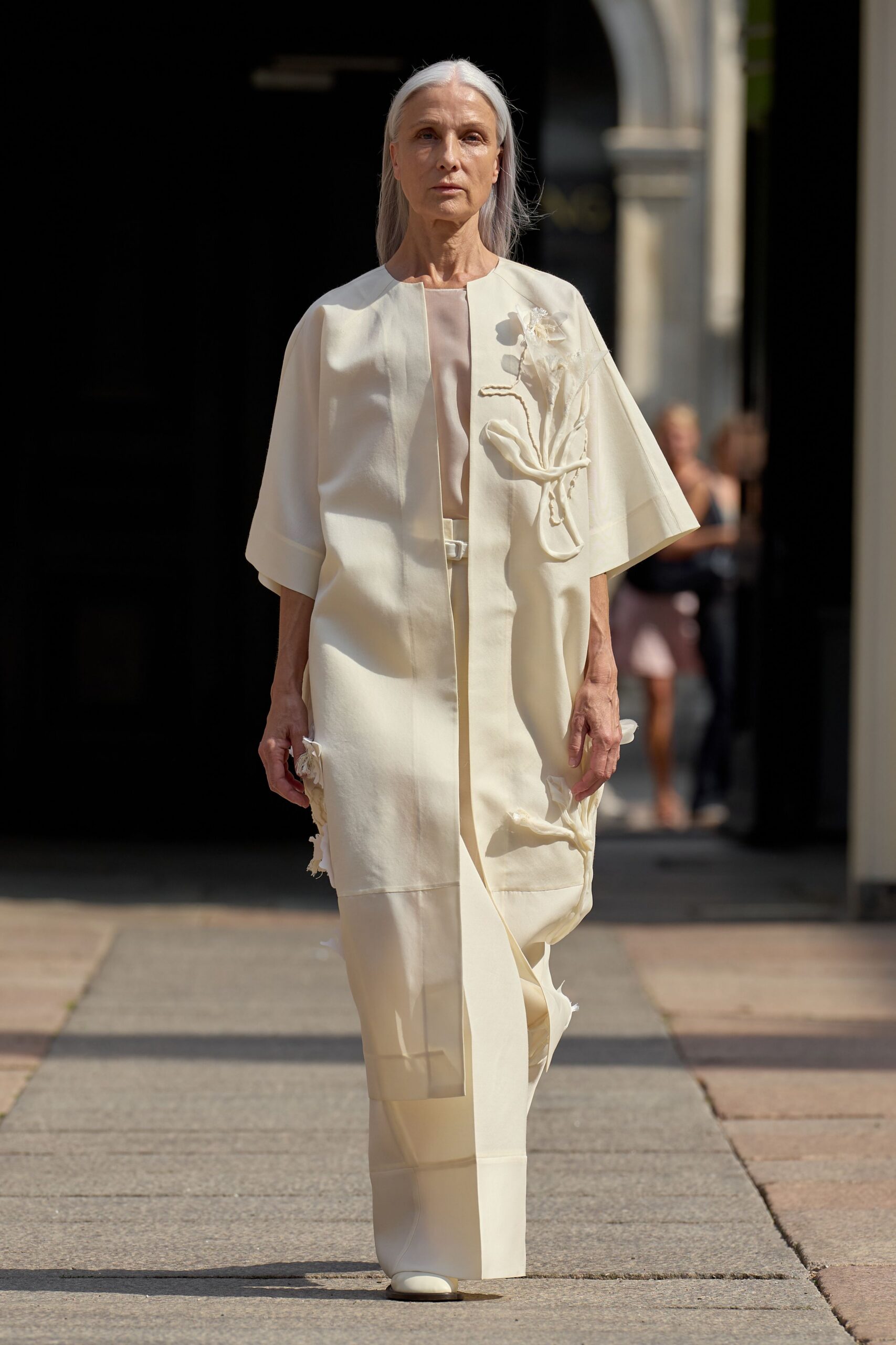 ivory relaxed maxi dress with embroidery