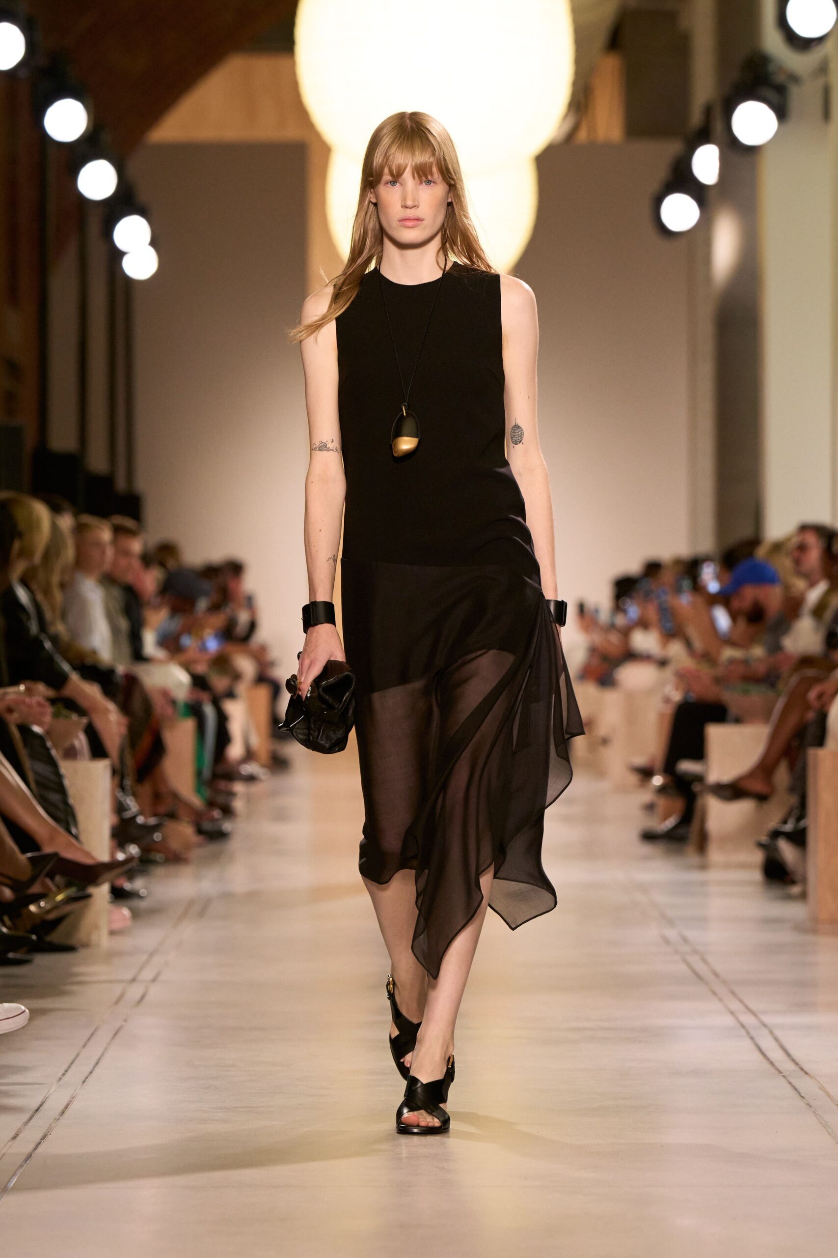 black silk sleeveless midi dress