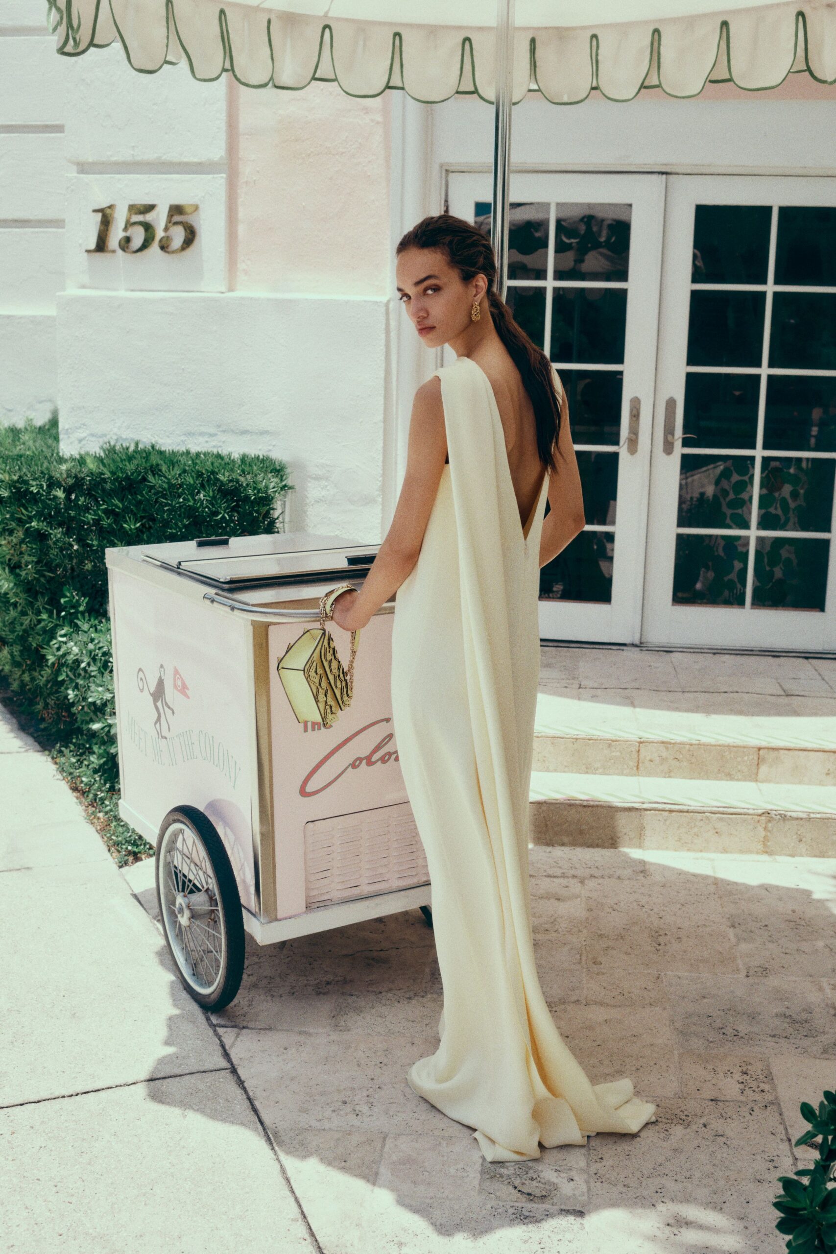 ivory silk backless gown