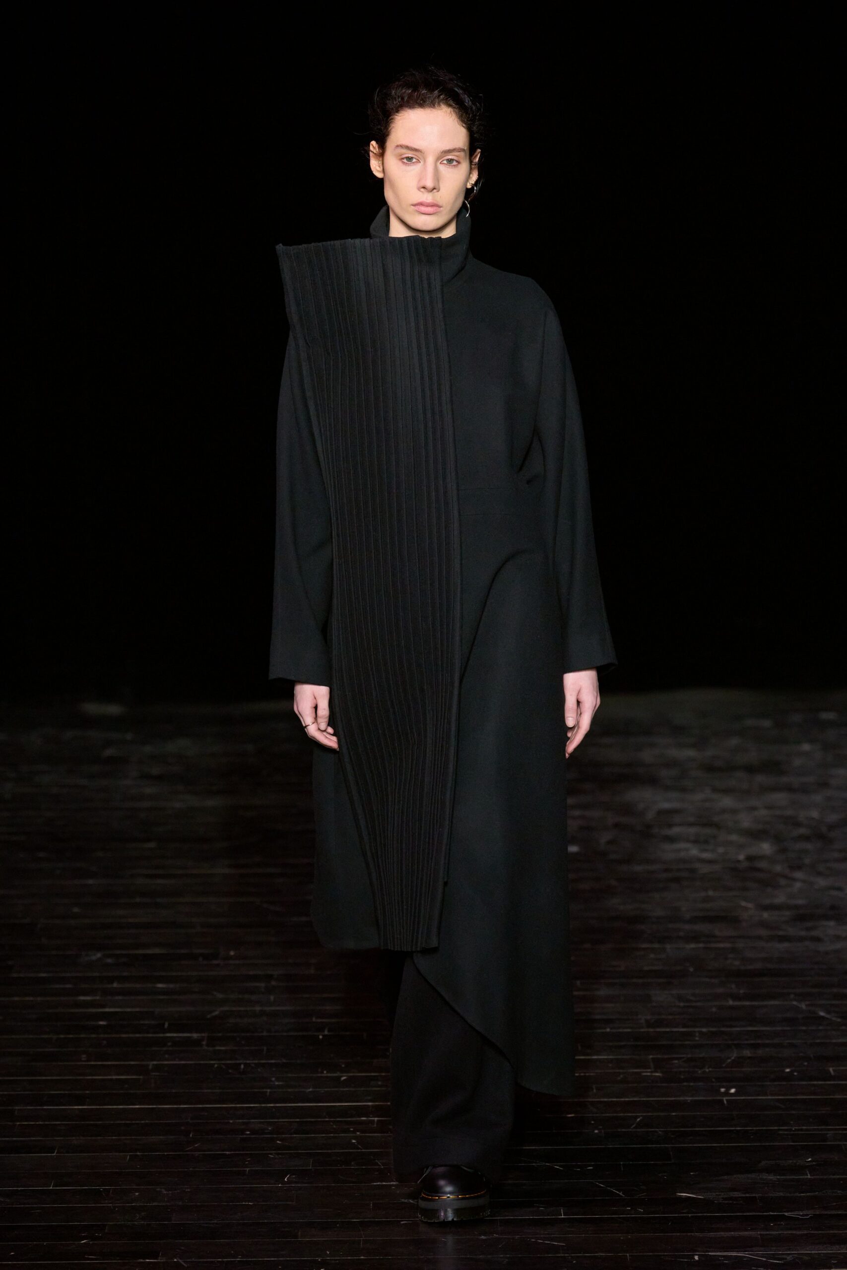 black wool relaxed coat