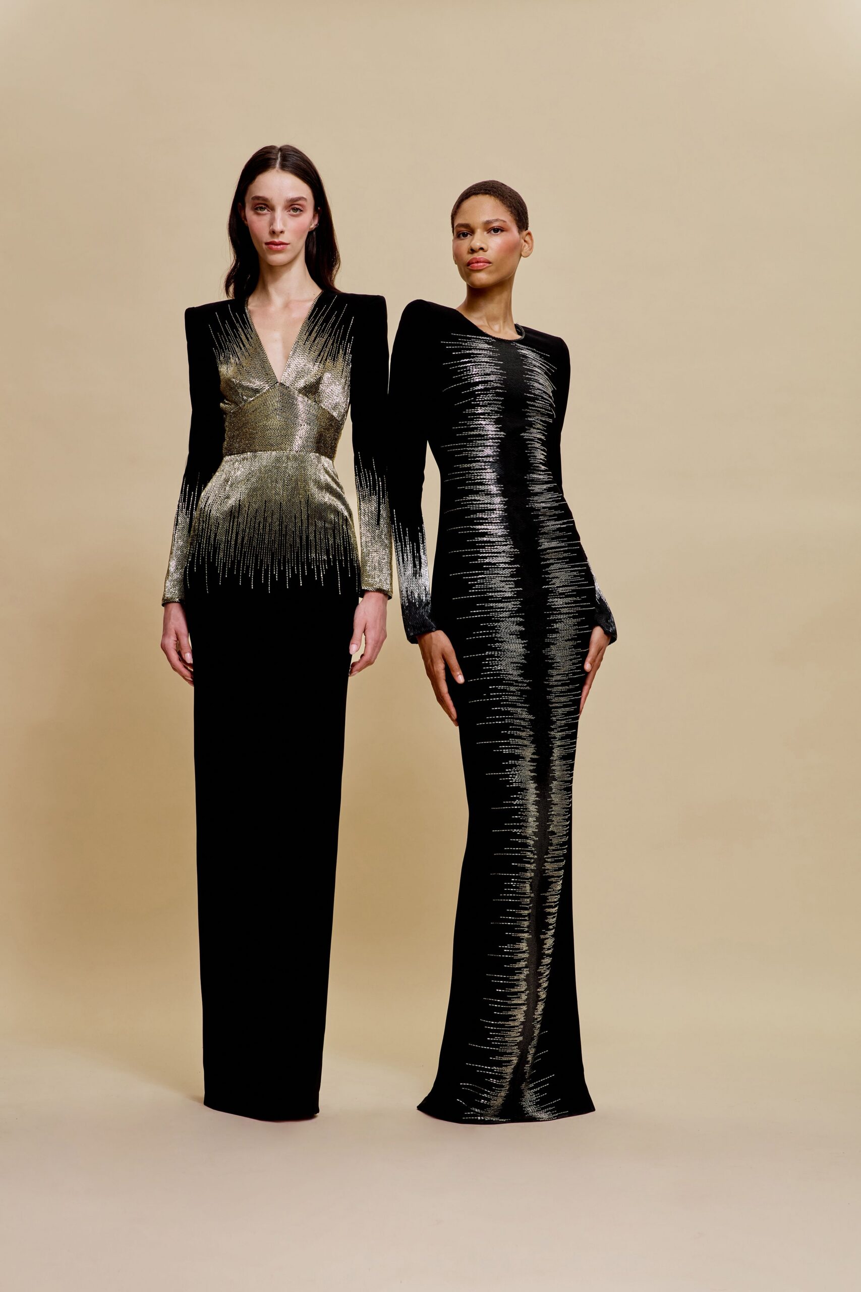 black velvet embellished gowns