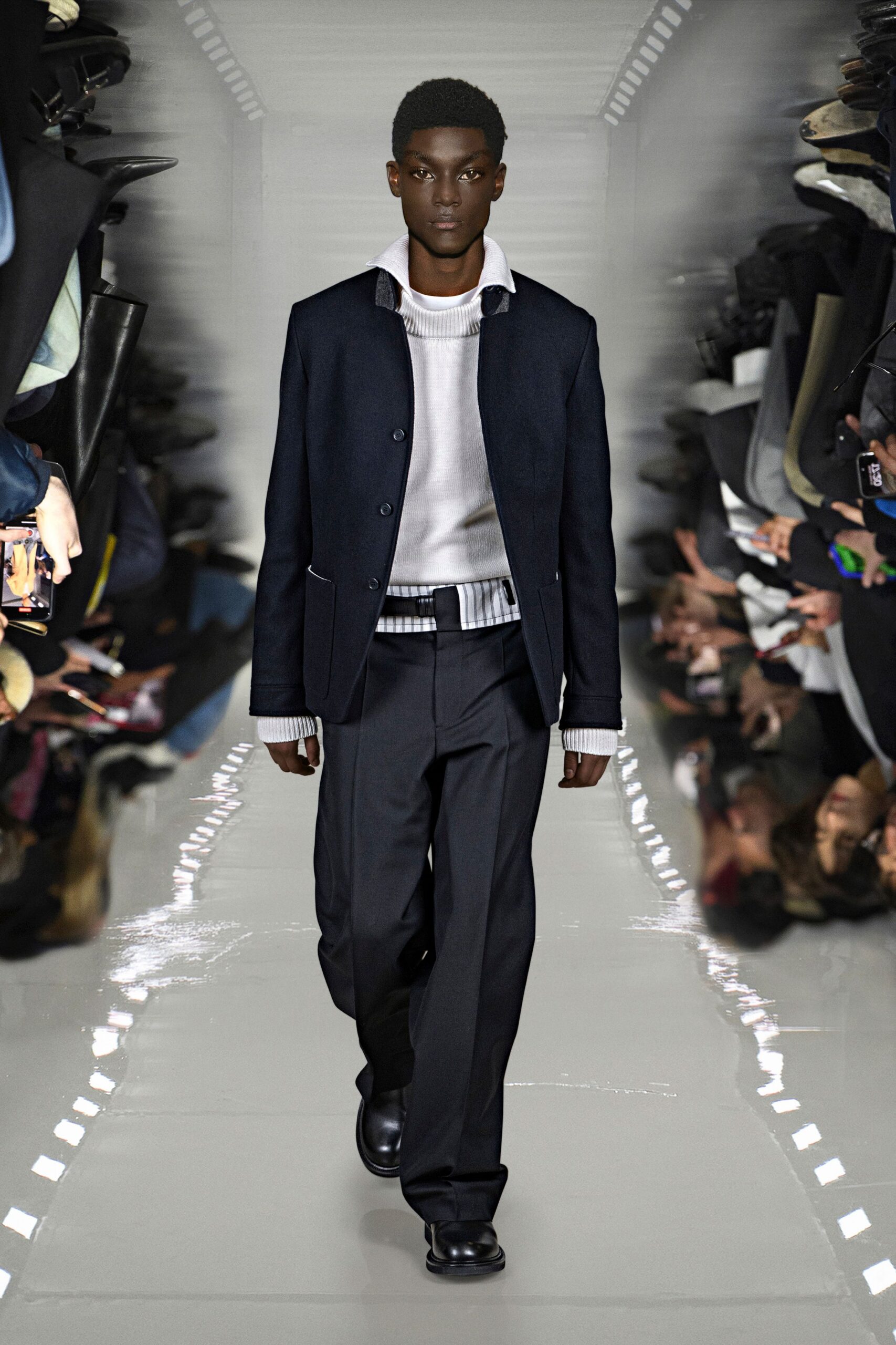 black wool blazer with white shirt